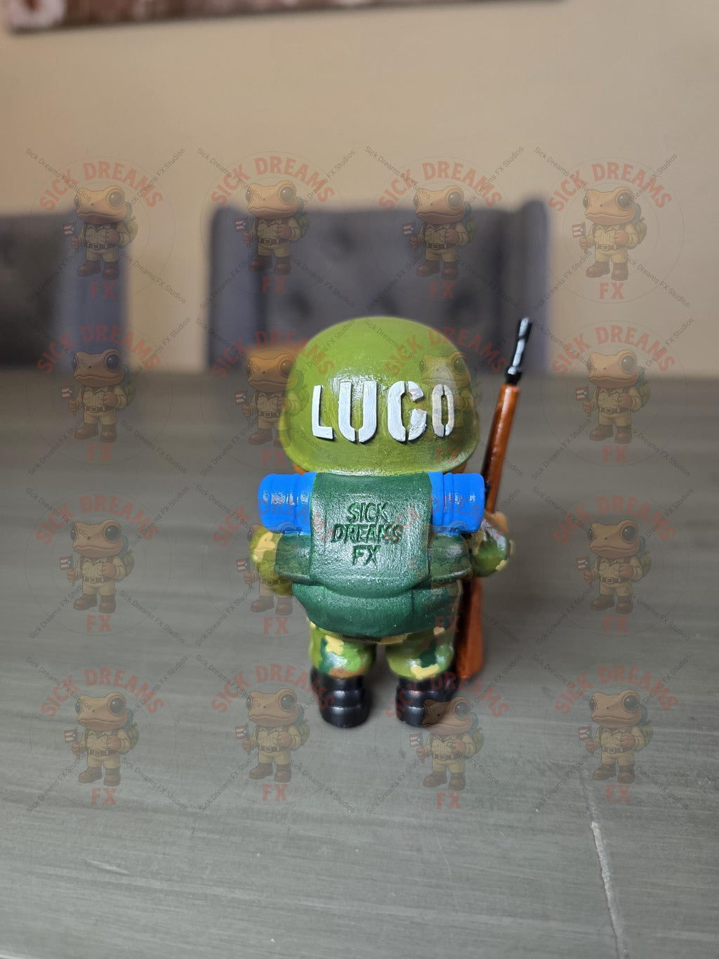 Puerto Rico Coquí Soldier Figurine 3.15" Inches | Hand Painted ABS Resin Collectible | Boricua Army Soldier Gift