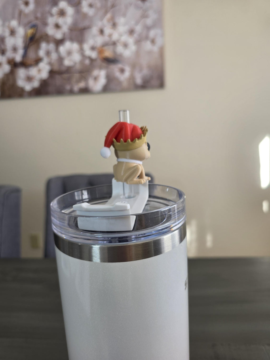 Puerto Rico Coquí with Pava & Santa Hat 3D Straw Topper