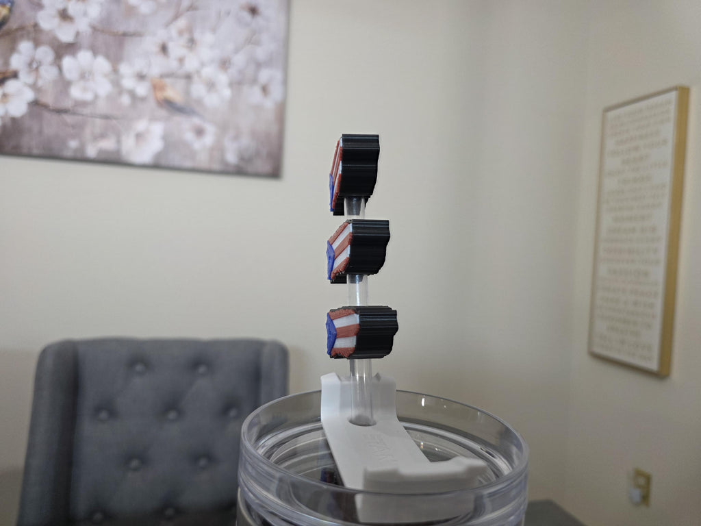 Puerto Rico Island Flag Straw Charm | 3D Printed PLA Straw Topper | Boricua Pride Gift, Puerto Rican Tumbler Accessory for Tumbler Straws