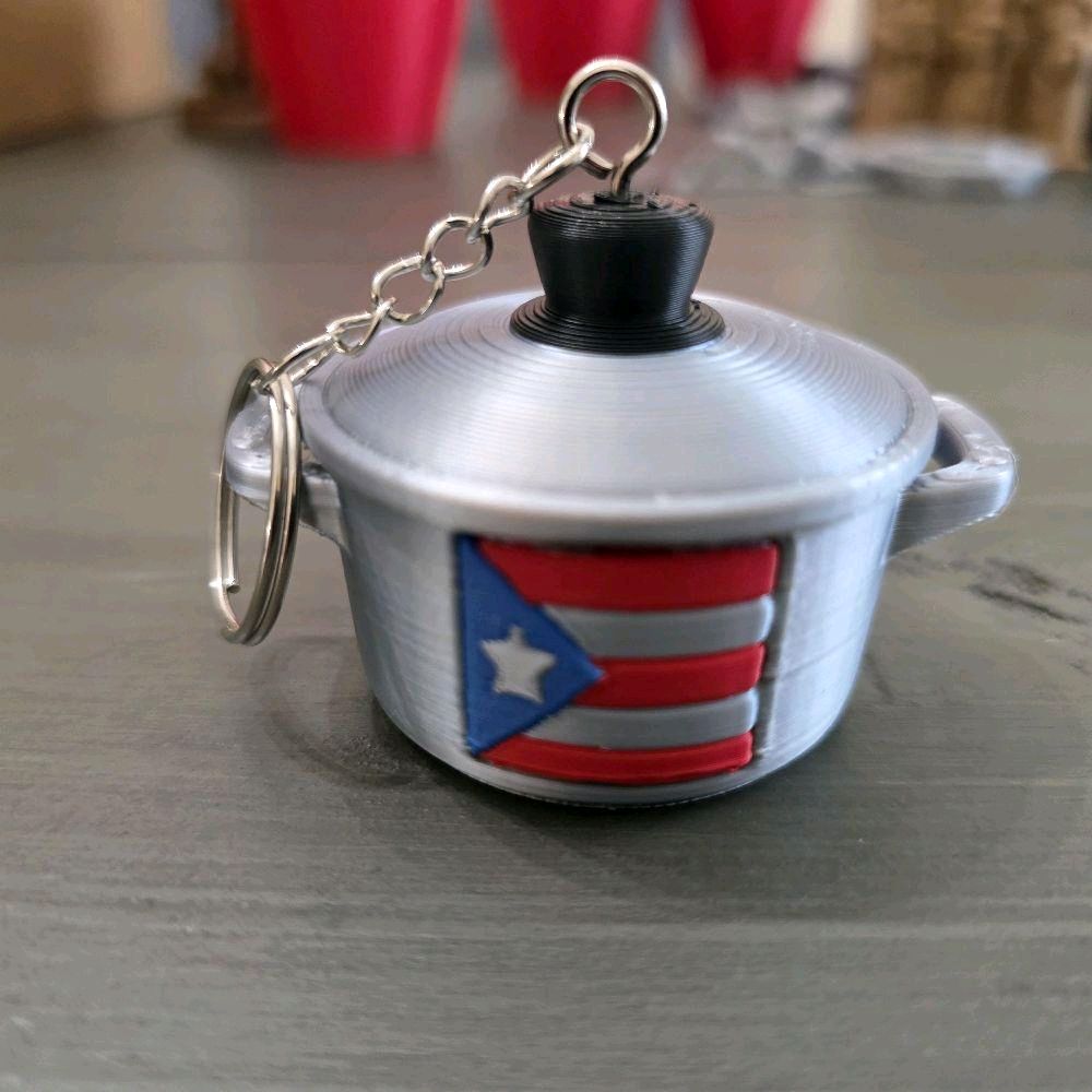 Puerto Rico Caldero Keychain, 3D Printed Mini Cooking Pot, Boricua Keychain, Puerto Rican Gift, Cocina Latina Kitchen Charm (only 1)