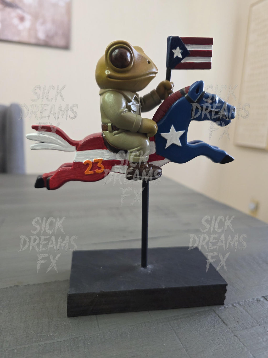Coquí y Caballito de Pica | 7” Puerto Rican Resin Figure | 3D Printed Collectible | Boricua Folklore Art Piece