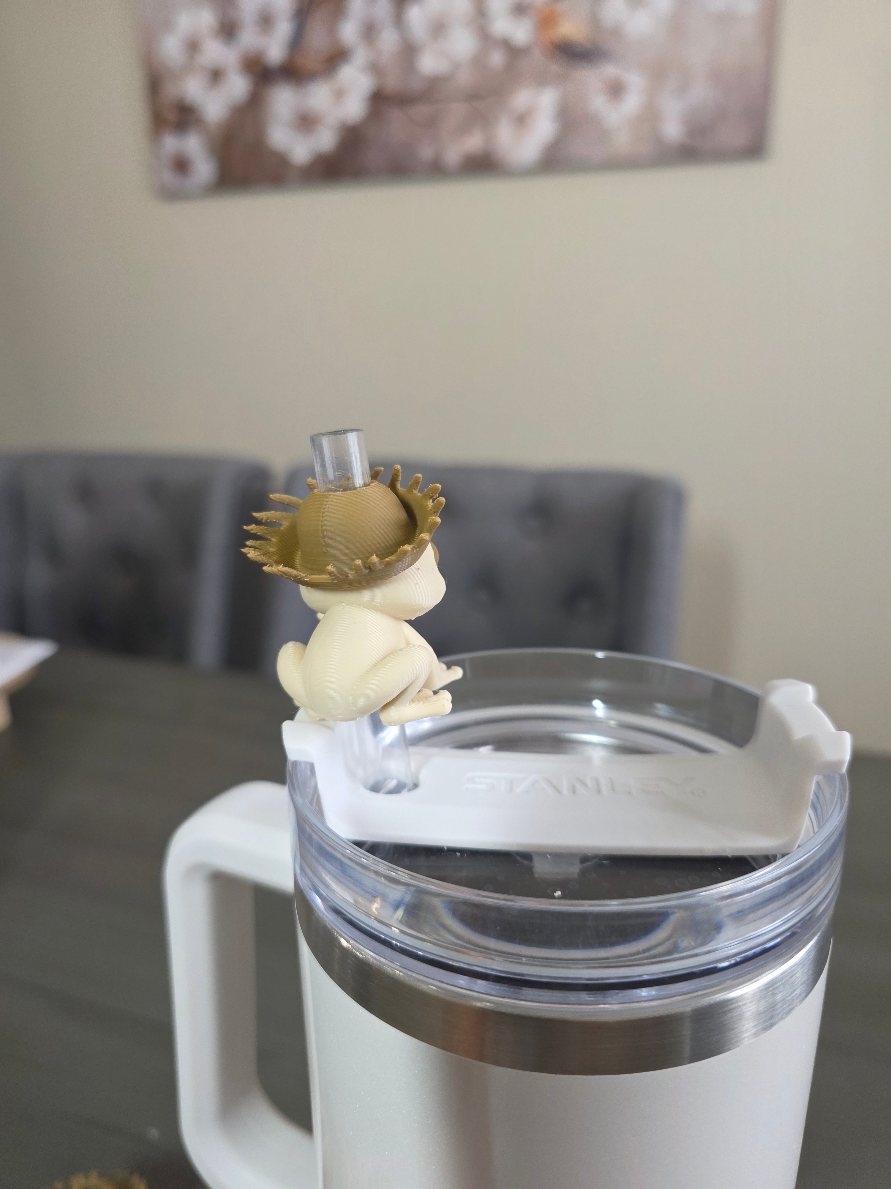 Puerto Rico Coquí with Brown Pava 3D Straw Topper (Smaller Straws)