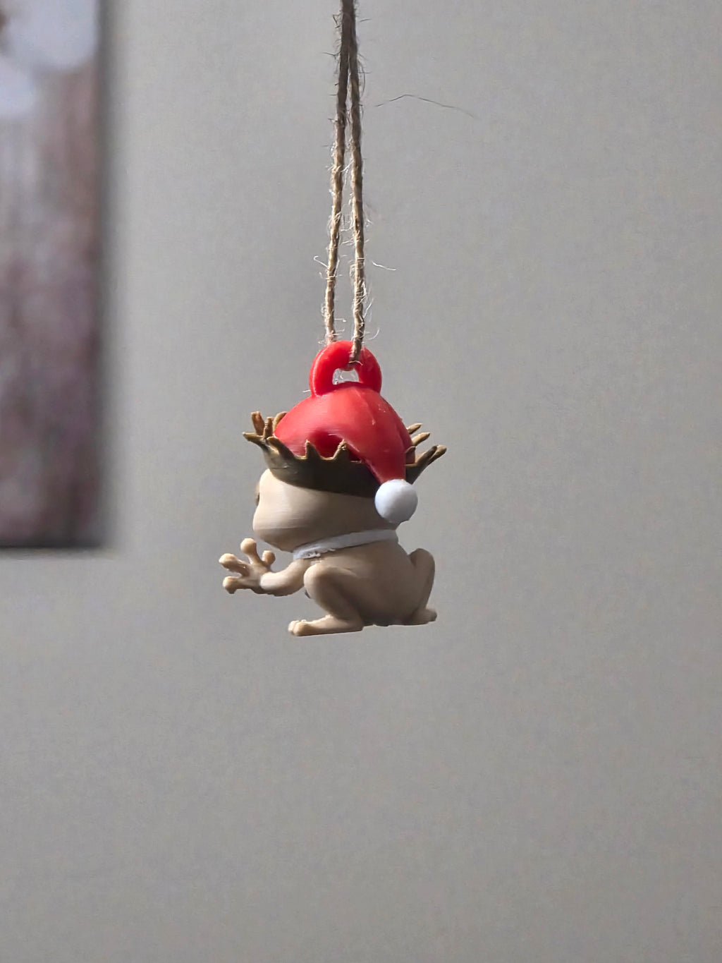 Puerto Rico Coquí with Pava & Santa Hat 3D Ornament