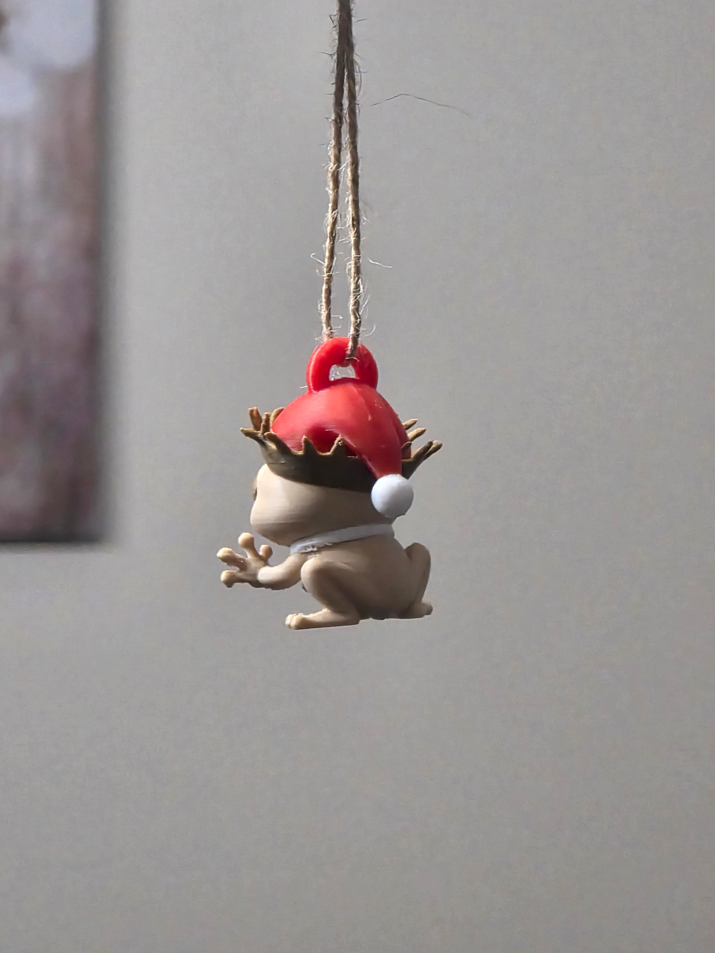 Puerto Rico Coquí with Pava & Santa Hat 3D Ornament