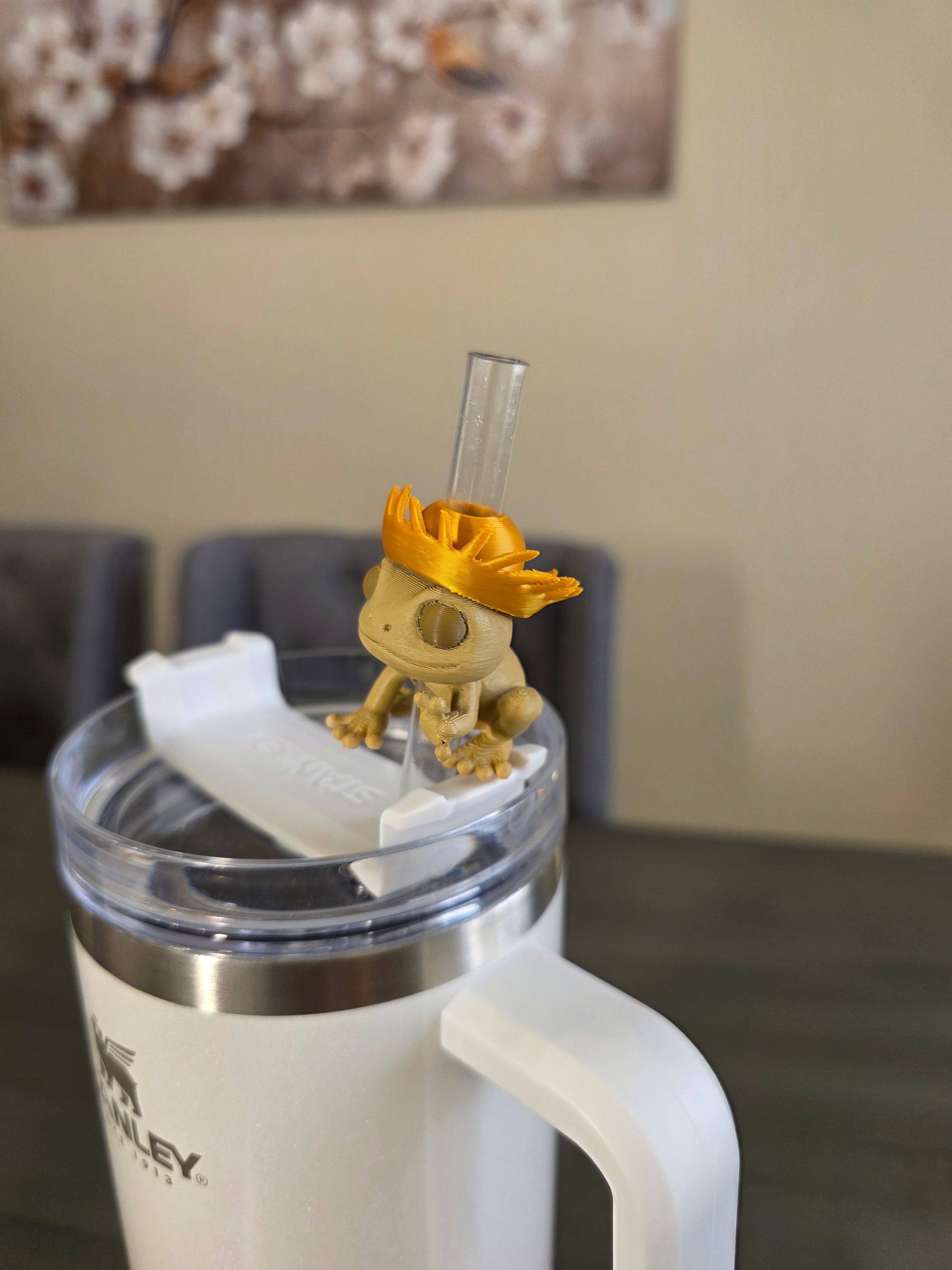 Puerto Rico Coquí with Golden Pava 3D Straw Topper