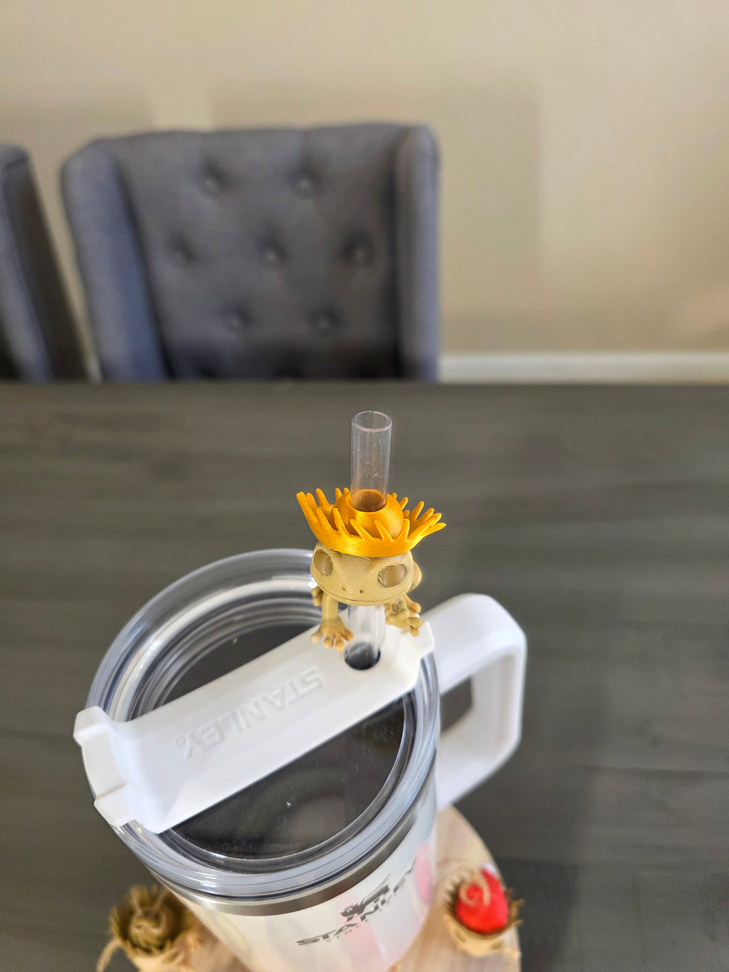 Puerto Rico Coquí with Golden Pava 3D Straw Topper