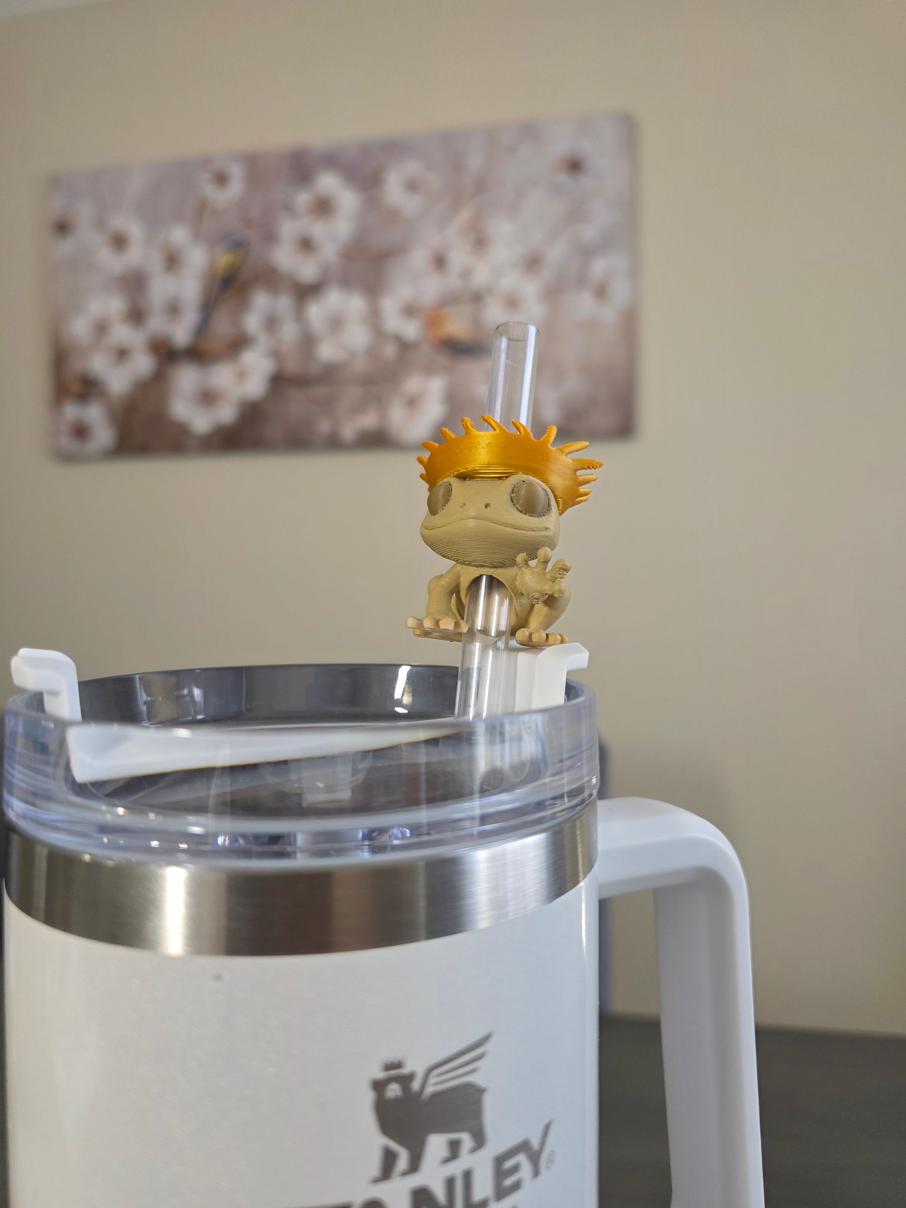 Puerto Rico Coquí with Golden Pava 3D Straw Topper