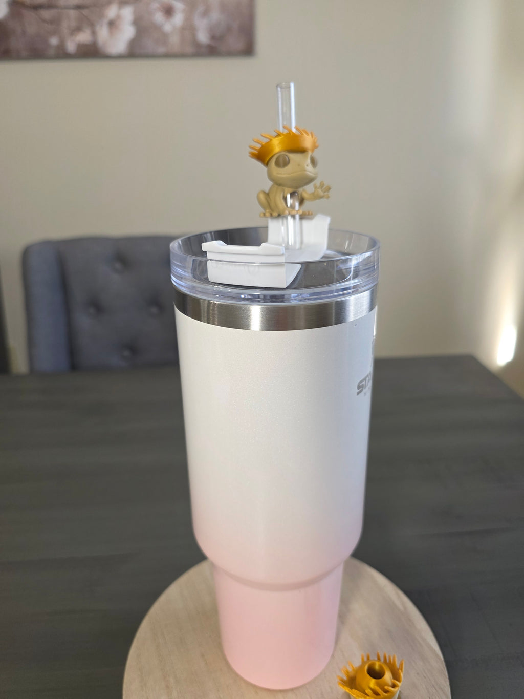 Puerto Rico Coquí with Golden Pava 3D Straw Topper