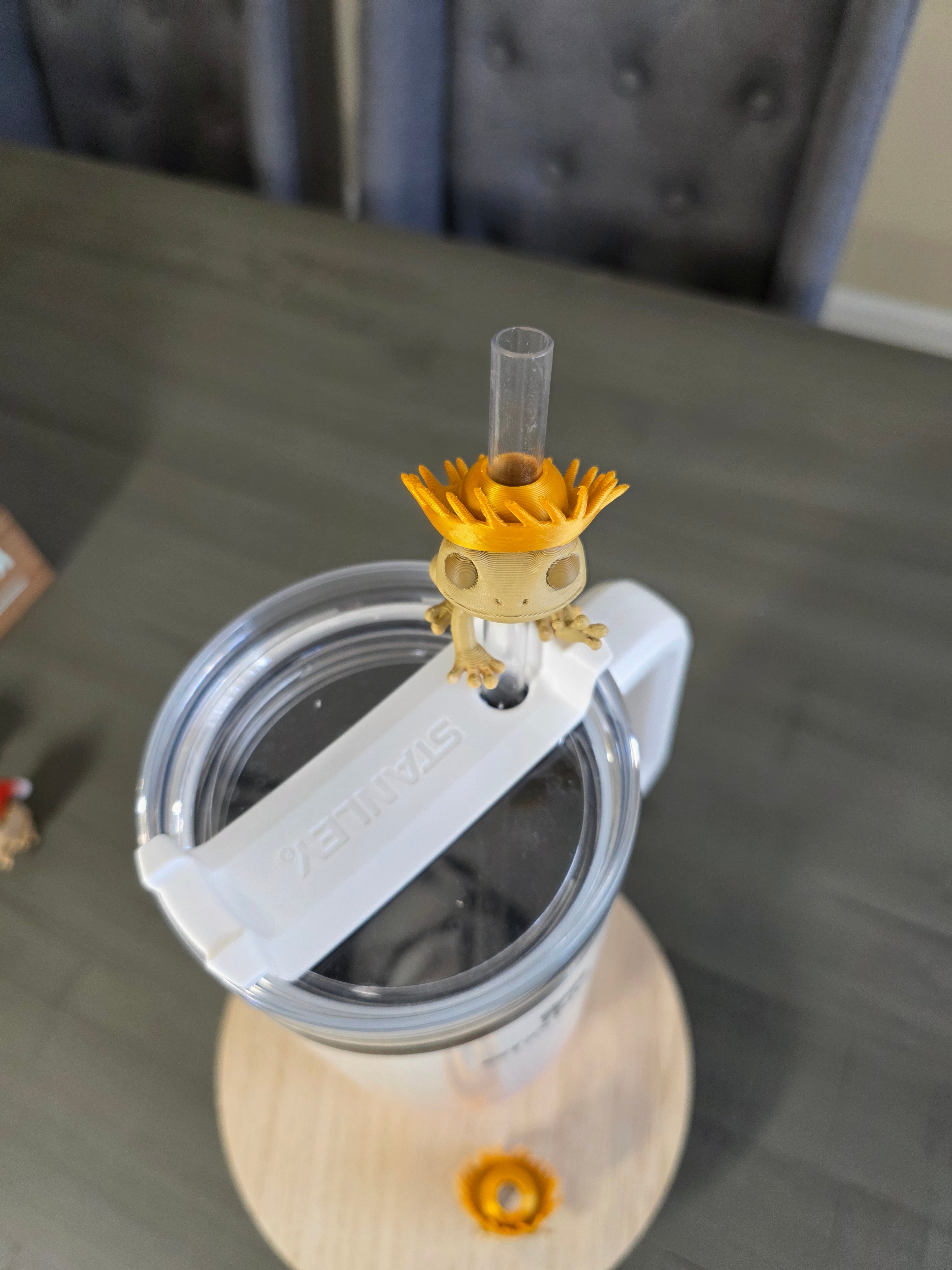 Puerto Rico Coquí with Golden Pava 3D Straw Topper