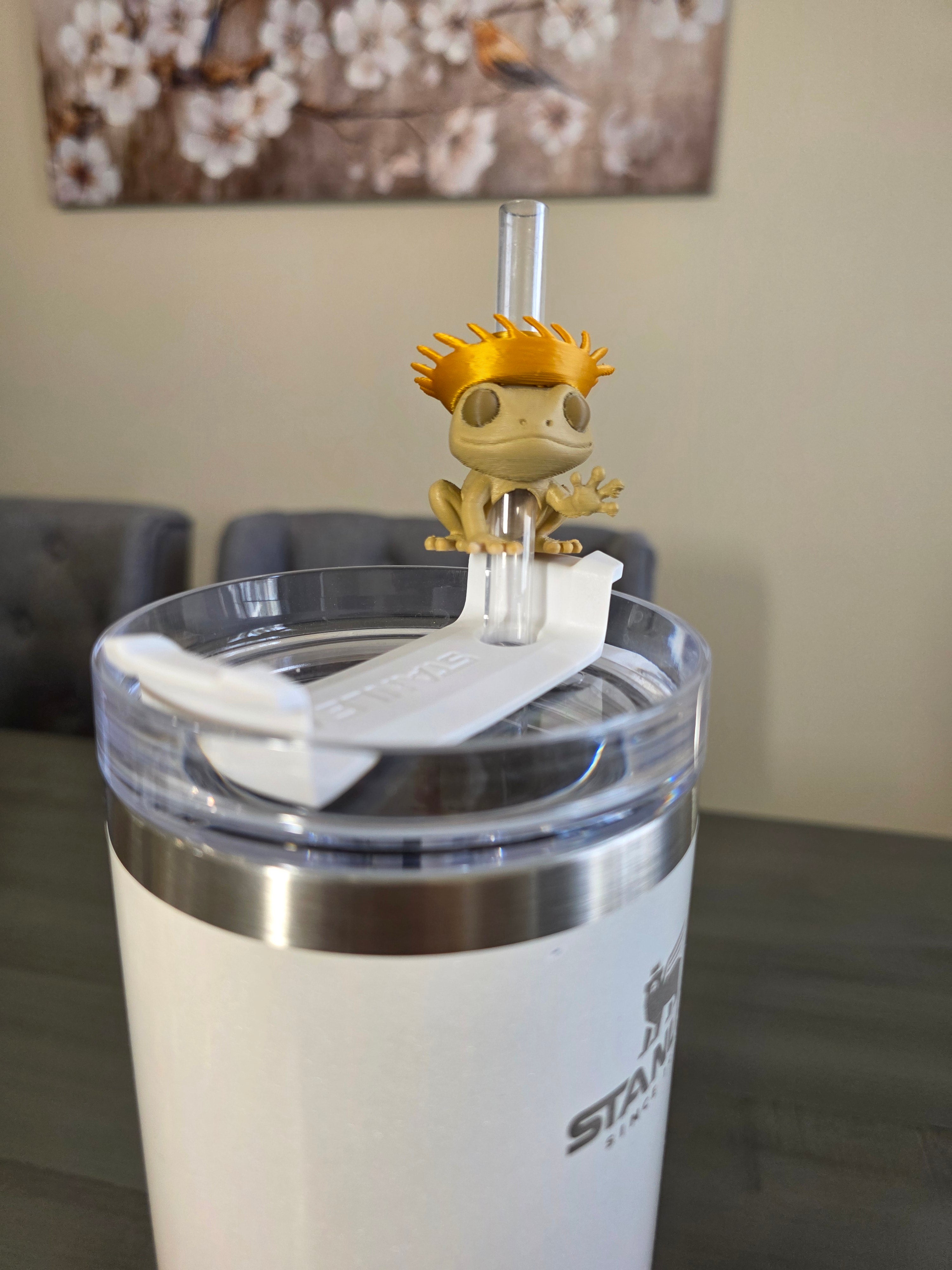 Puerto Rico Coquí with Golden Pava 3D Straw Topper