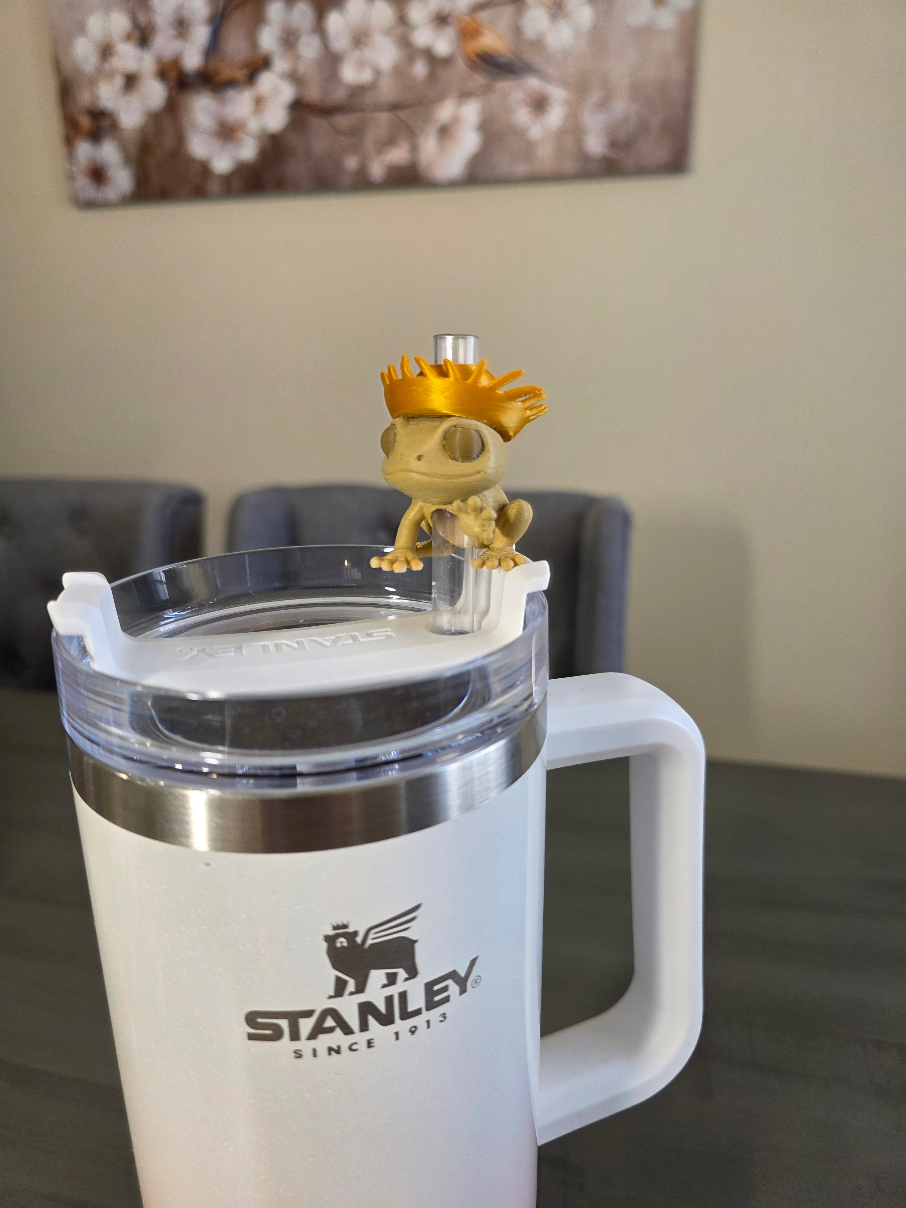 Puerto Rico Coquí with Golden Pava 3D Straw Topper