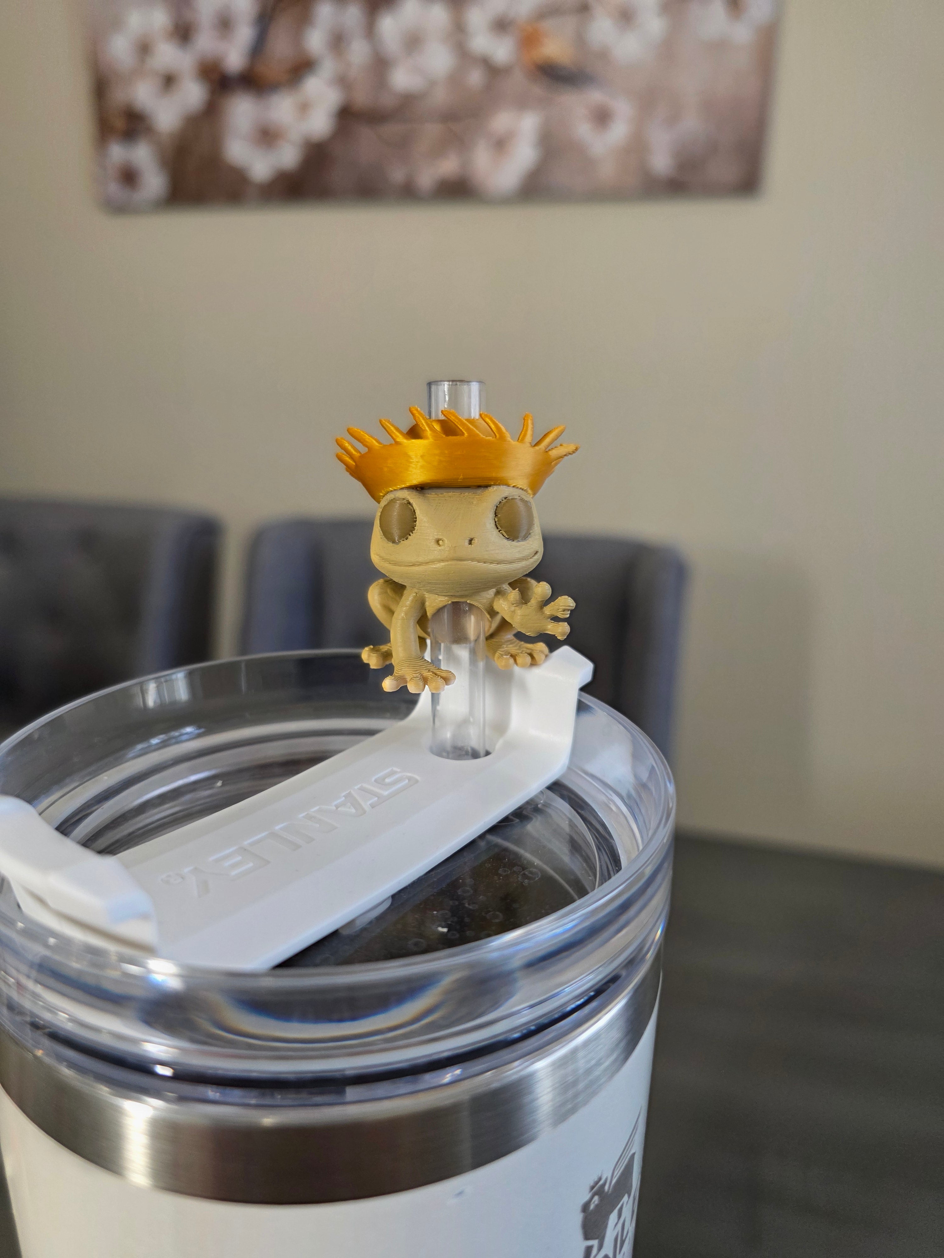 Puerto Rico Coquí with Golden Pava 3D Straw Topper