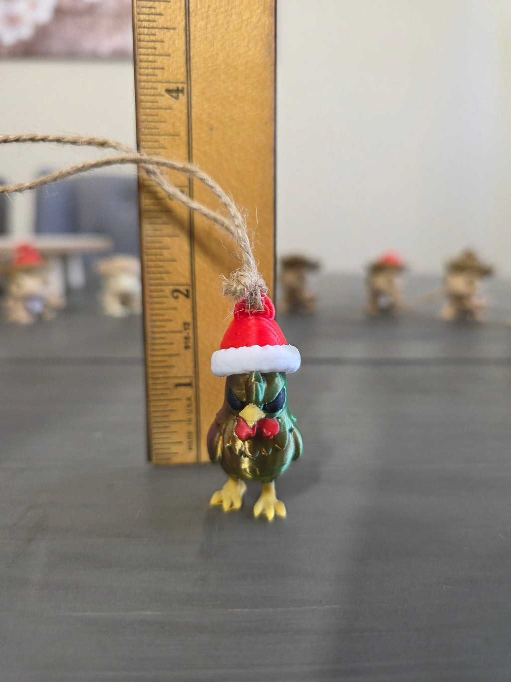 Puerto Rico Gallito with Santa Hat 3D Ornament