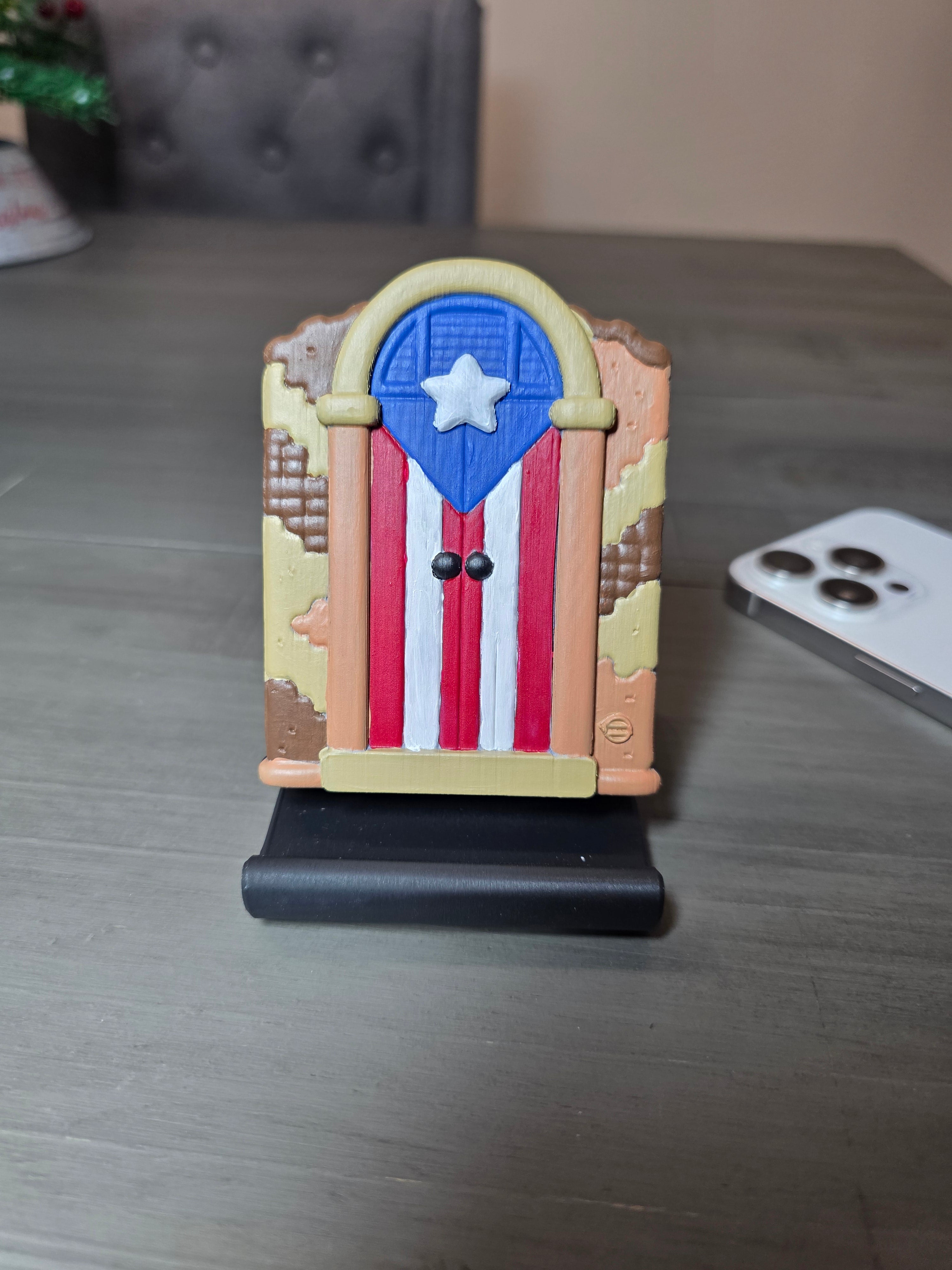 Puerto Rico Flag Door Phone Stand – 3D Printed Old San Juan Style Holder