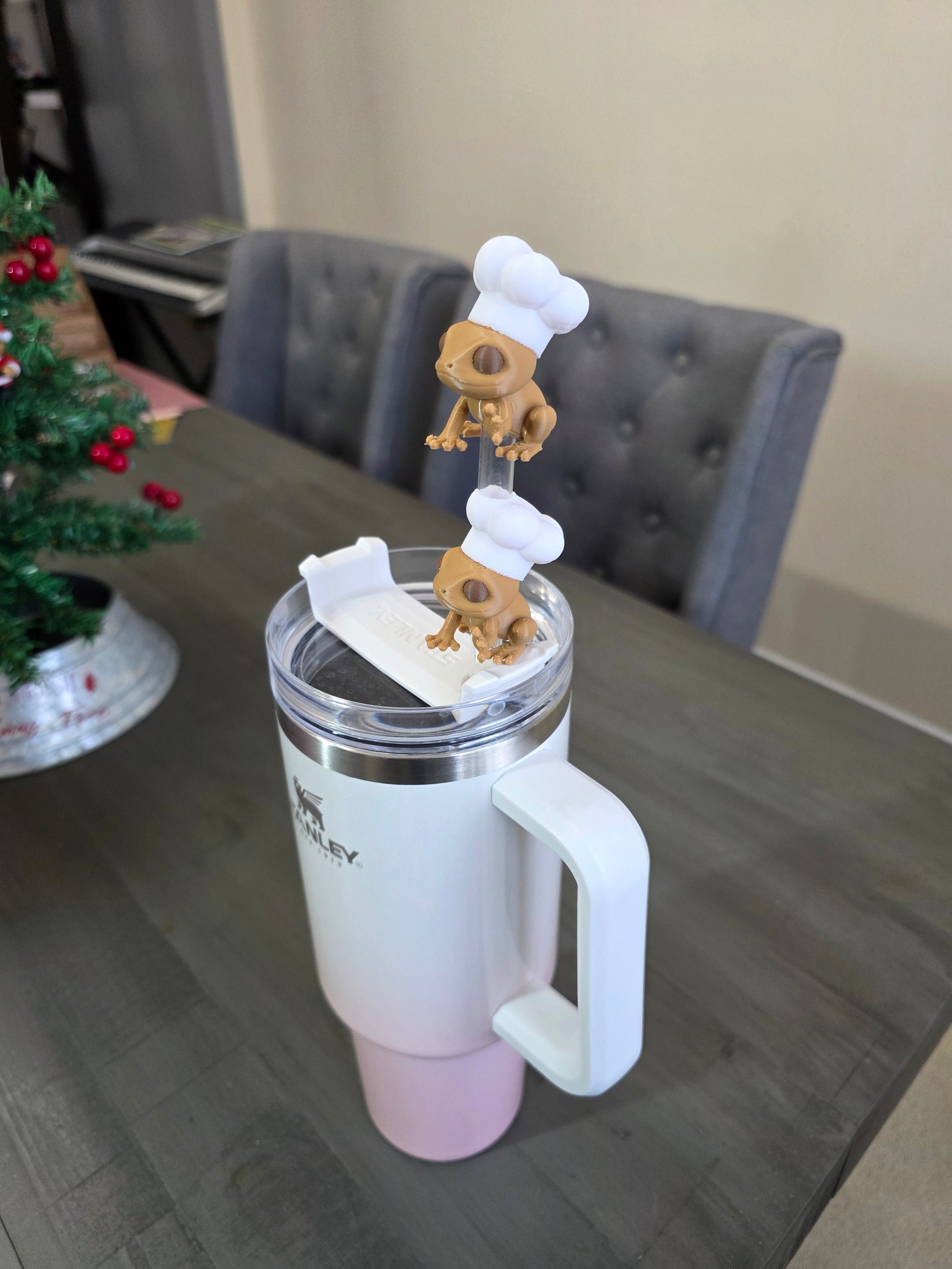 Puerto Rico Coquí with Chef Hat 3D Straw Topper