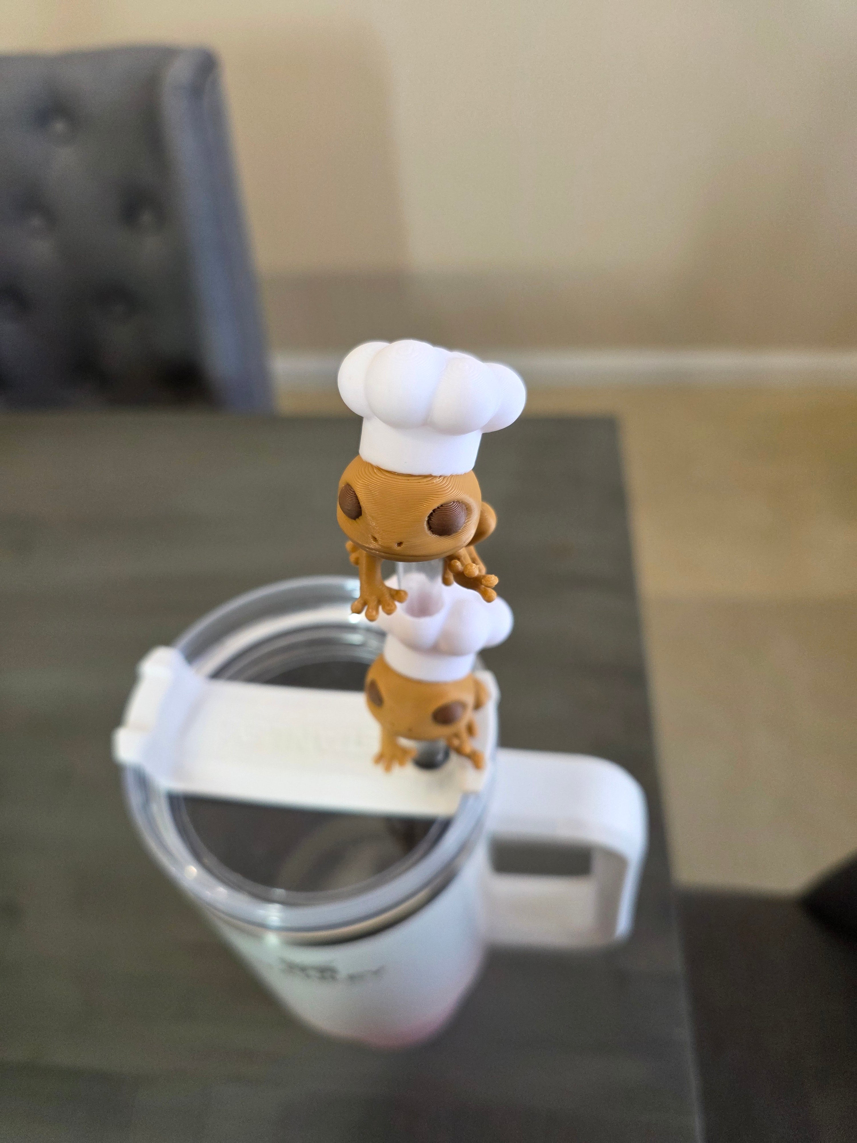 Puerto Rico Coquí with Chef Hat 3D Straw Topper