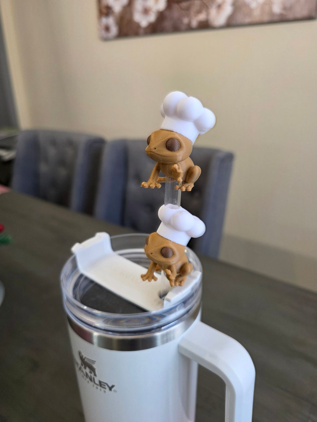 Puerto Rico Coquí with Chef Hat 3D Straw Topper