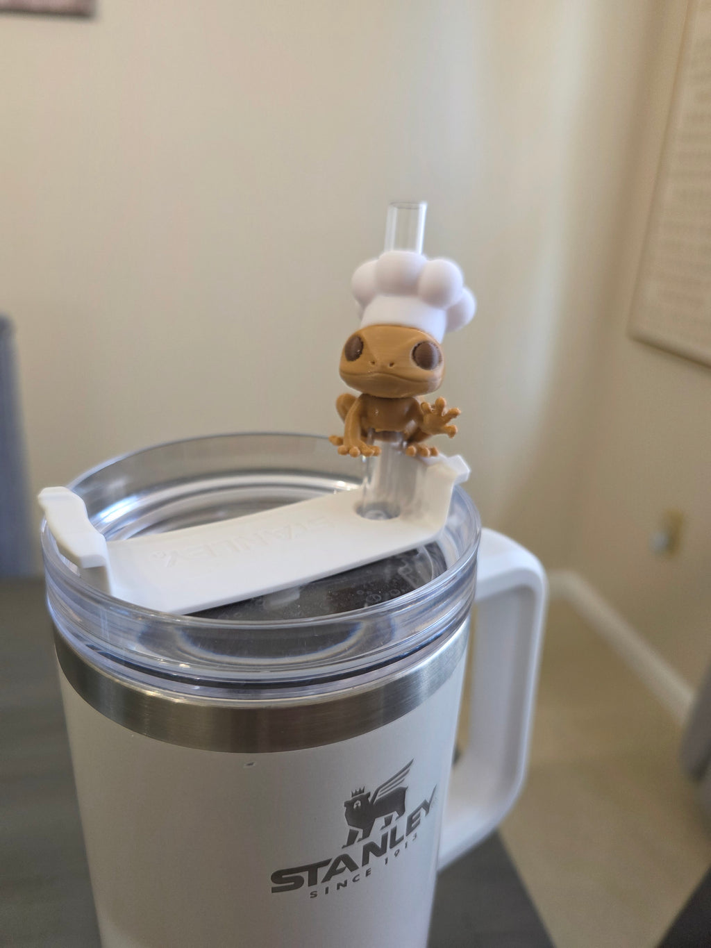 Puerto Rico Coquí with Chef Hat 3D Straw Topper