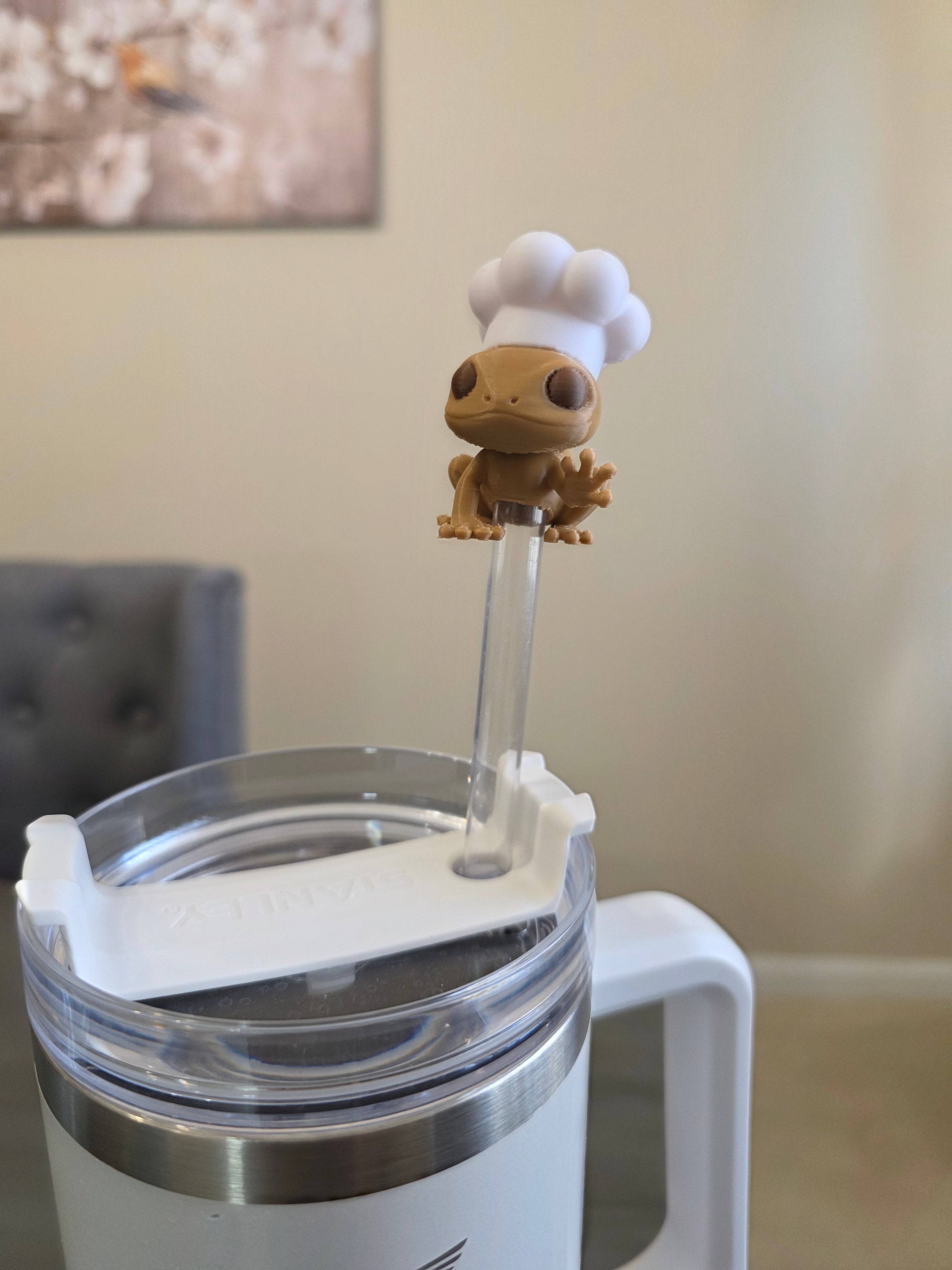 Puerto Rico Coquí with Chef Hat 3D Straw Topper