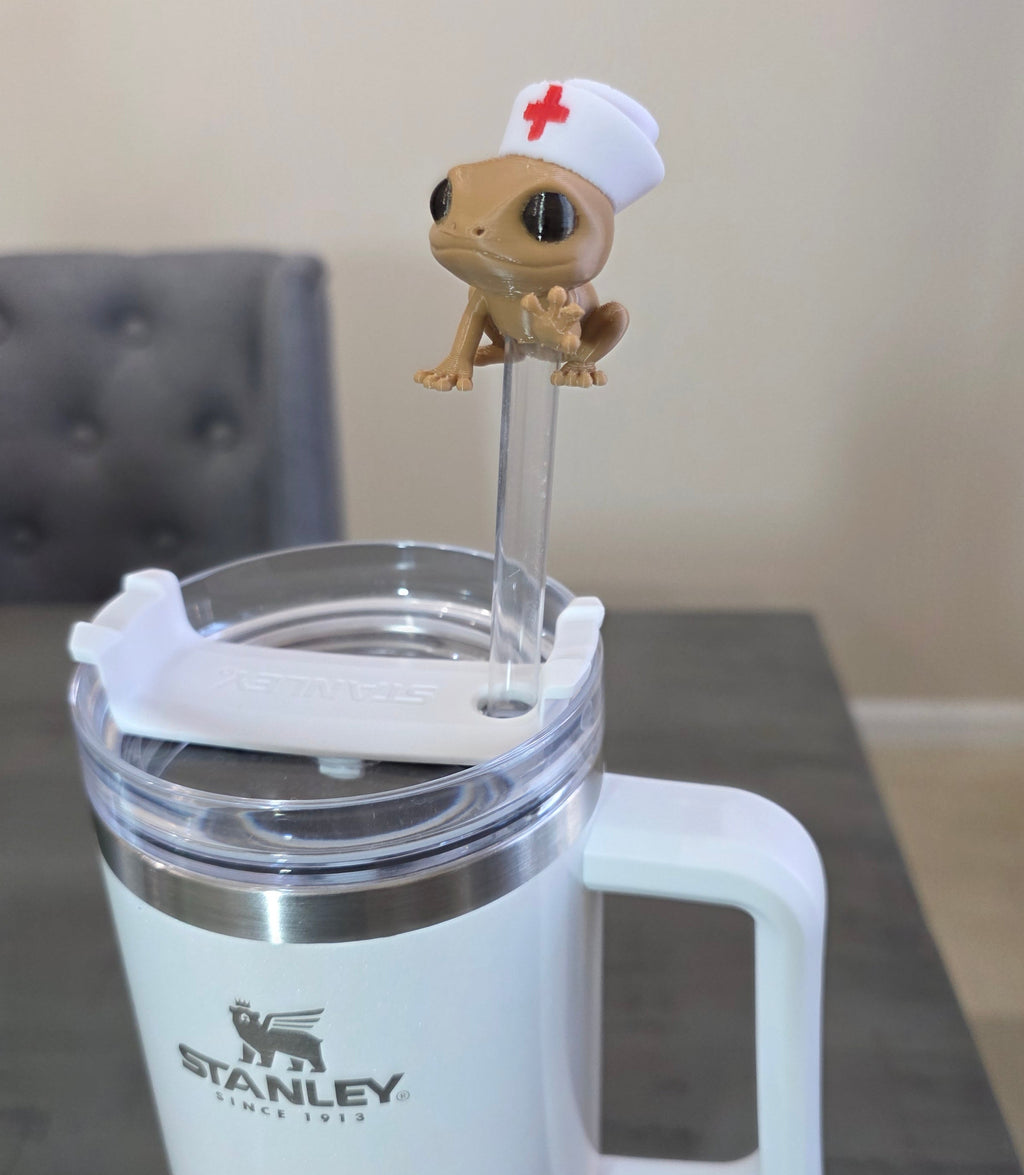 Puerto Rico Coquí with Nurse Hat 3D Straw Topper