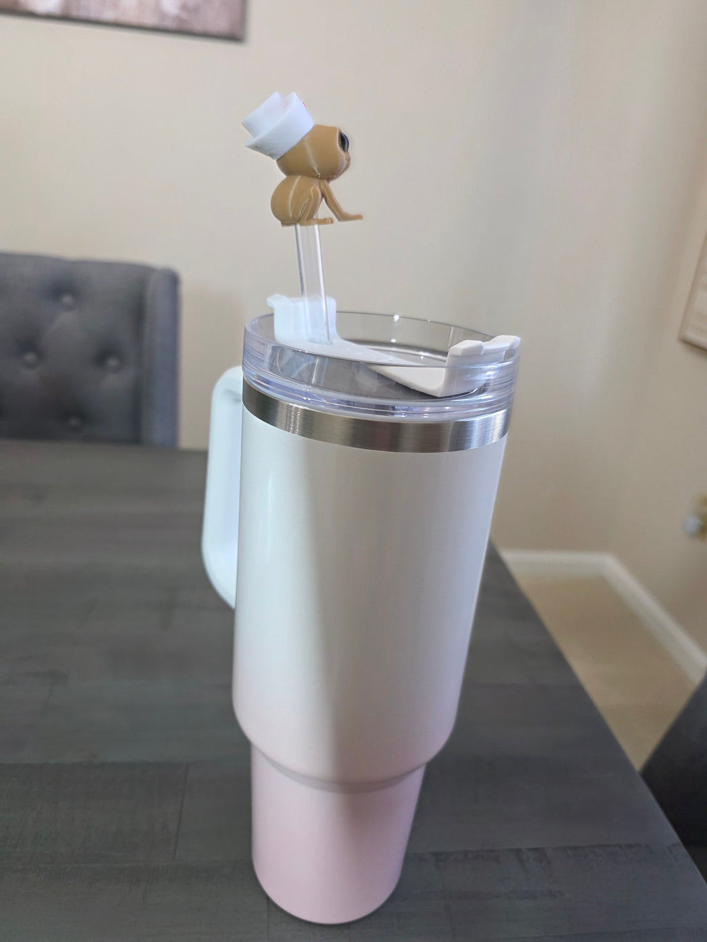 Puerto Rico Coquí with Nurse Hat 3D Straw Topper