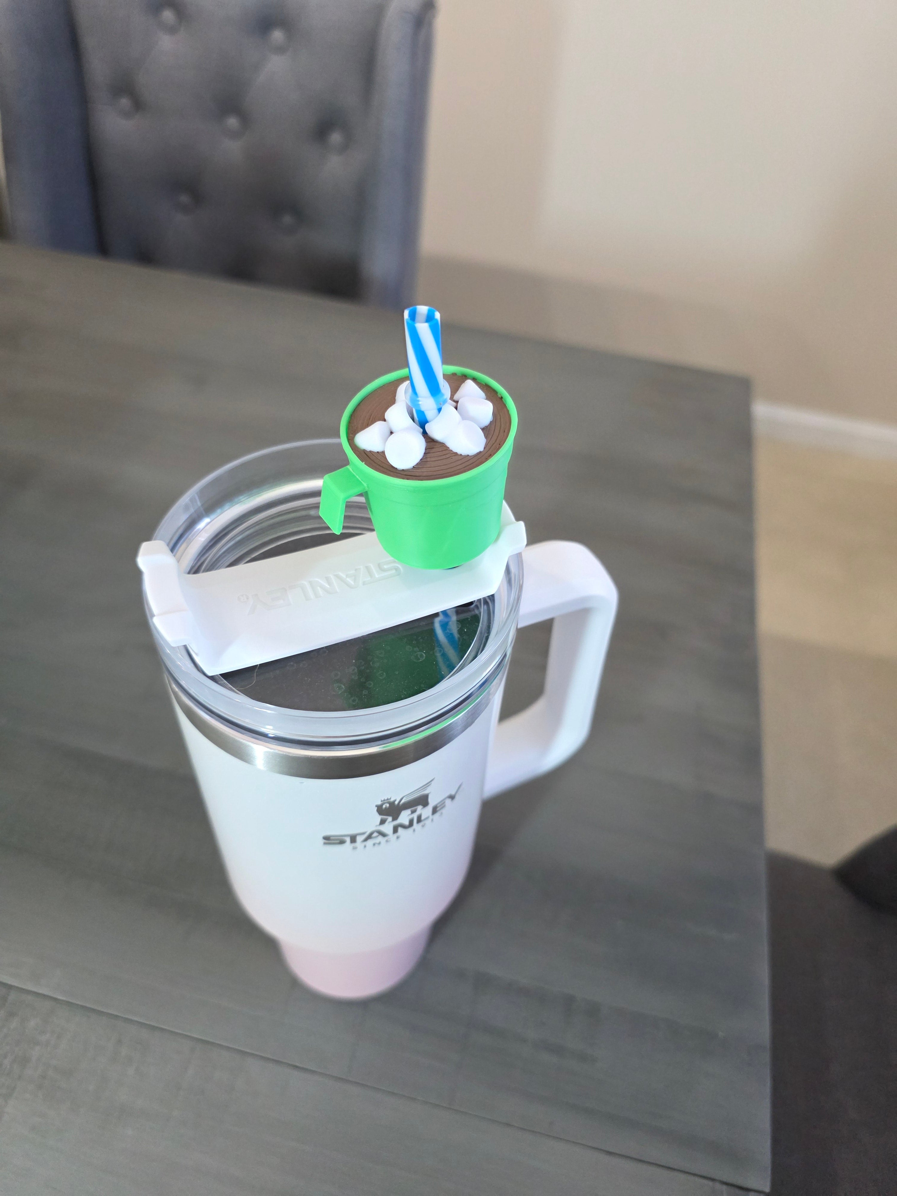 Puerto Rico Taza de Mantequilla Mini Verde con Marshmallow Ornamento Navideño 3D Straw Topper