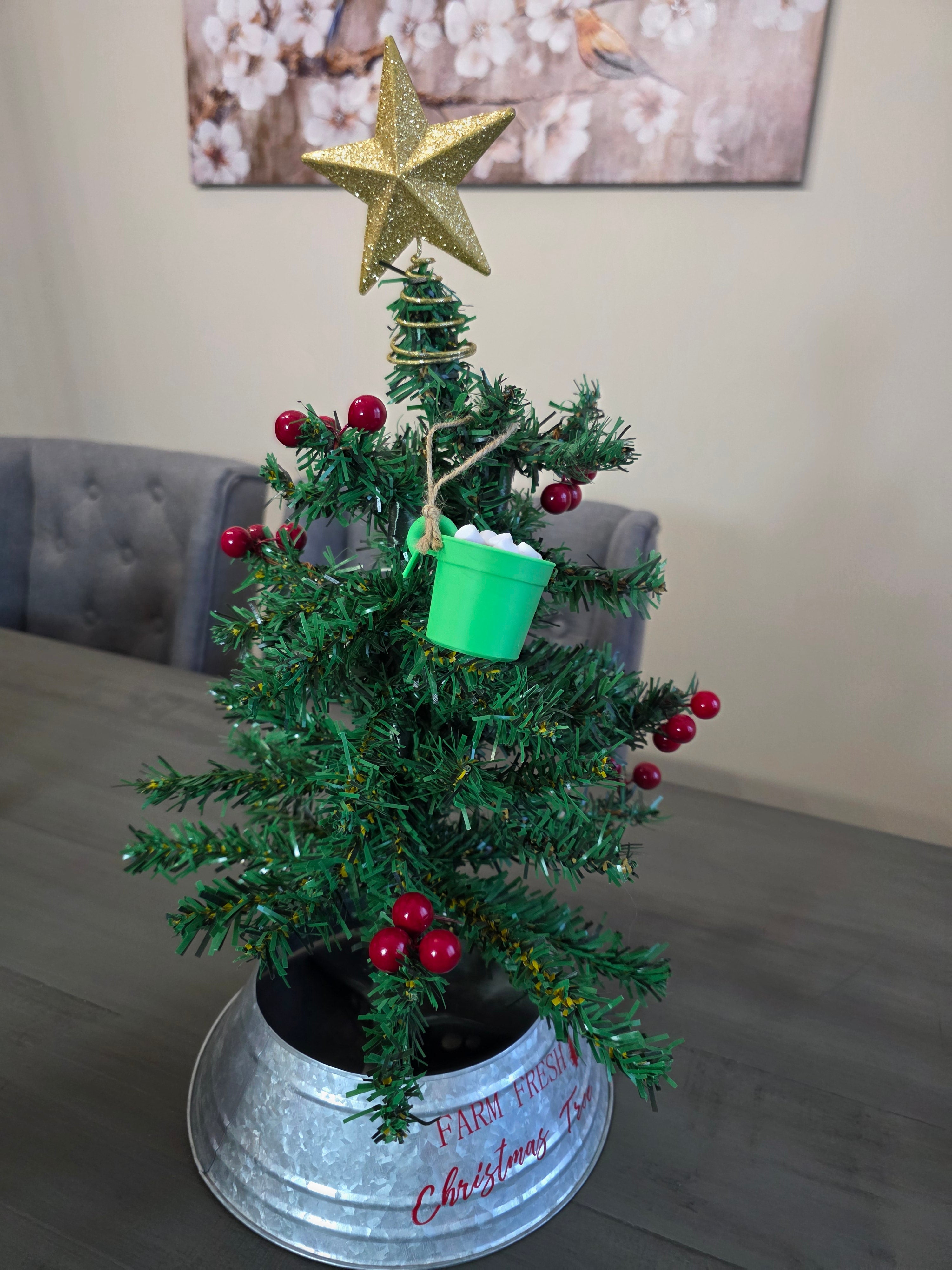 Puerto Rico Taza de Mantequilla Mini Verde con Marshmallow Ornamento Navideño 3D Ornament