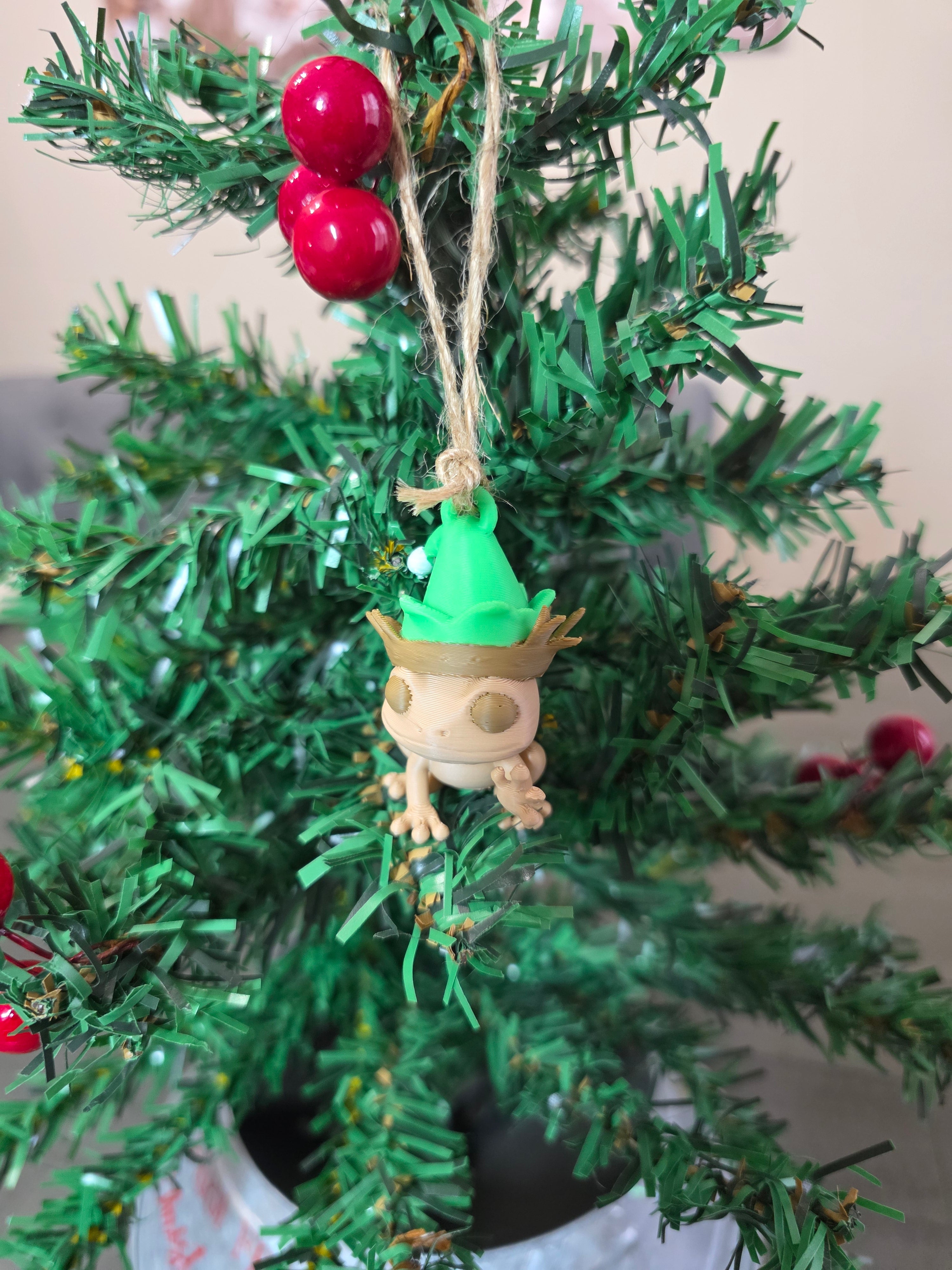 Puerto Rico Coquí Elf with Pava 3D Ornament