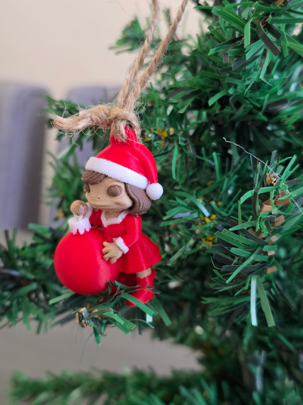 Puerto Rico Coquí Mrs Claus with Pava 3D Ornament 2 inches Tall