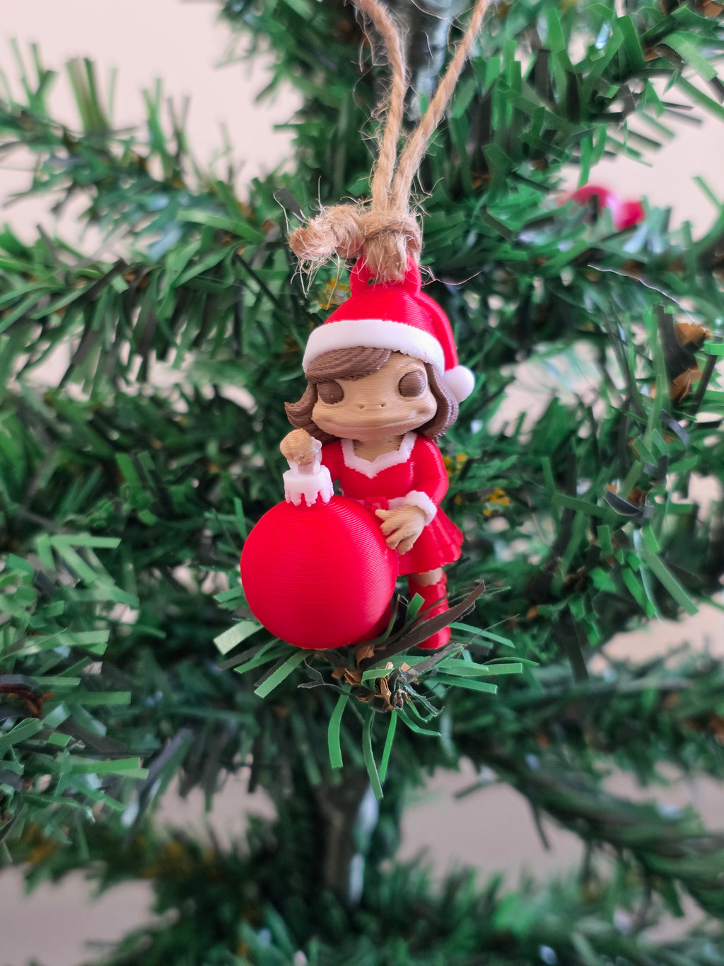 Puerto Rico Coquí Mrs Claus with Pava 3D Ornament 2 inches Tall