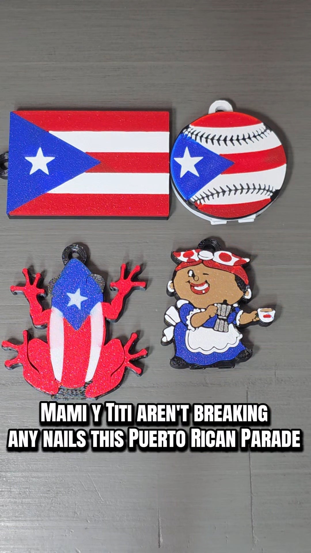 Puerto Rico Can Tab Opener Keychain | 3D Printed Drink Opener | Boricua Flag, Baseball, Coquí & Coffee Lady Styles