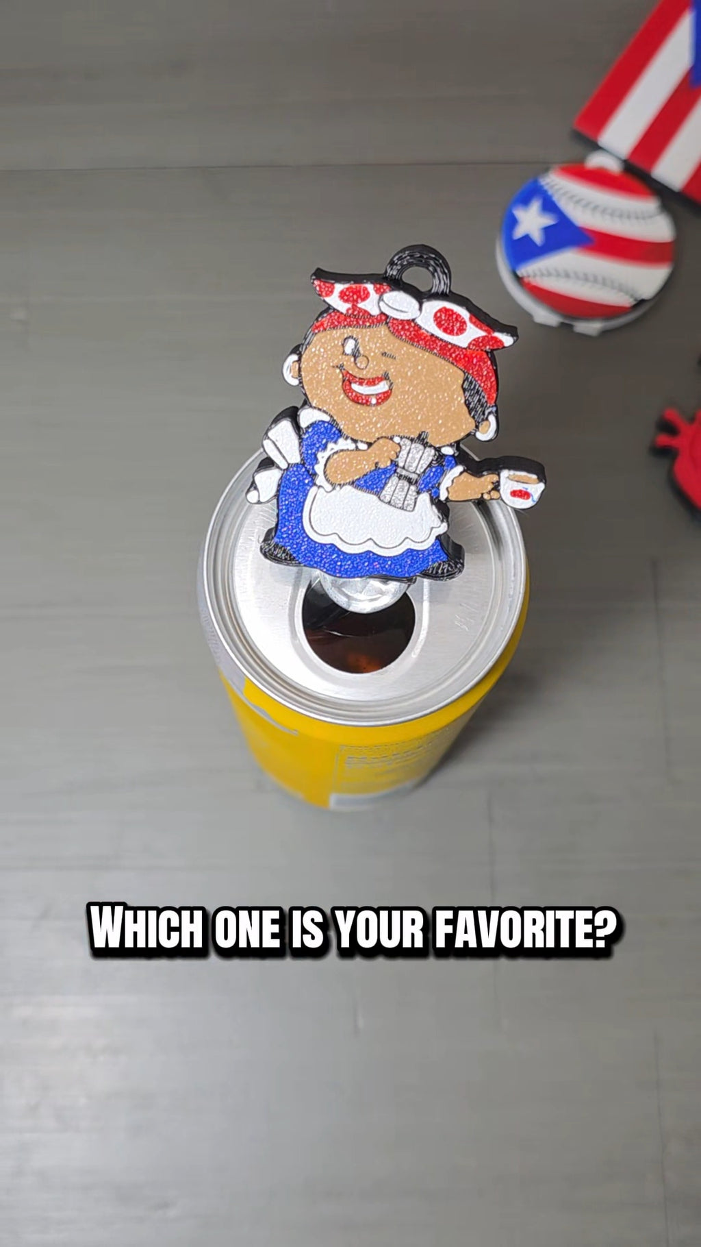 Puerto Rico Can Tab Opener Keychain | 3D Printed Drink Opener | Boricua Flag, Baseball, Coquí & Coffee Lady Styles