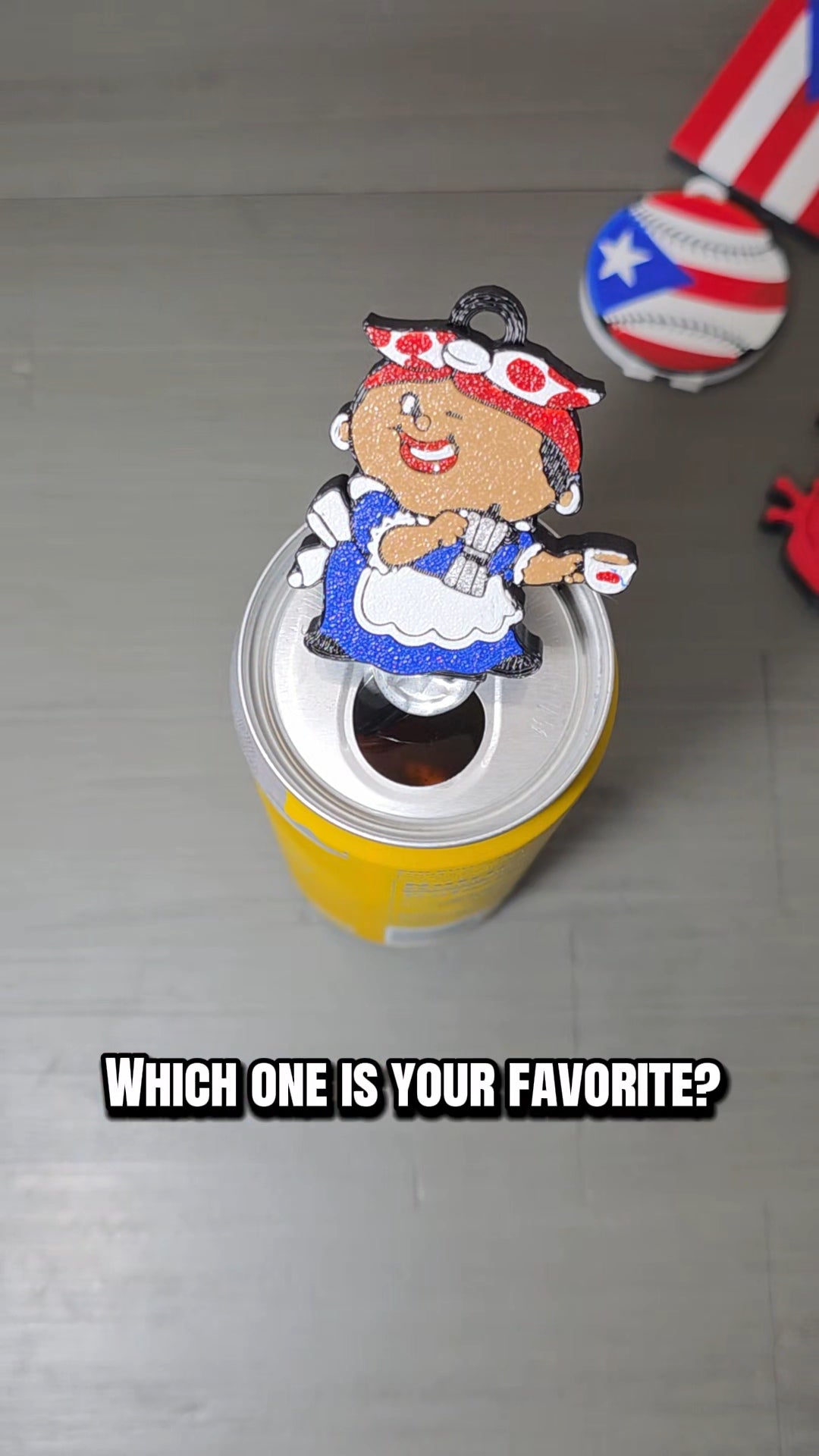 Puerto Rico Can Tab Opener Keychain | 3D Printed Drink Opener | Boricua Flag, Baseball, Coquí & Coffee Lady Styles
