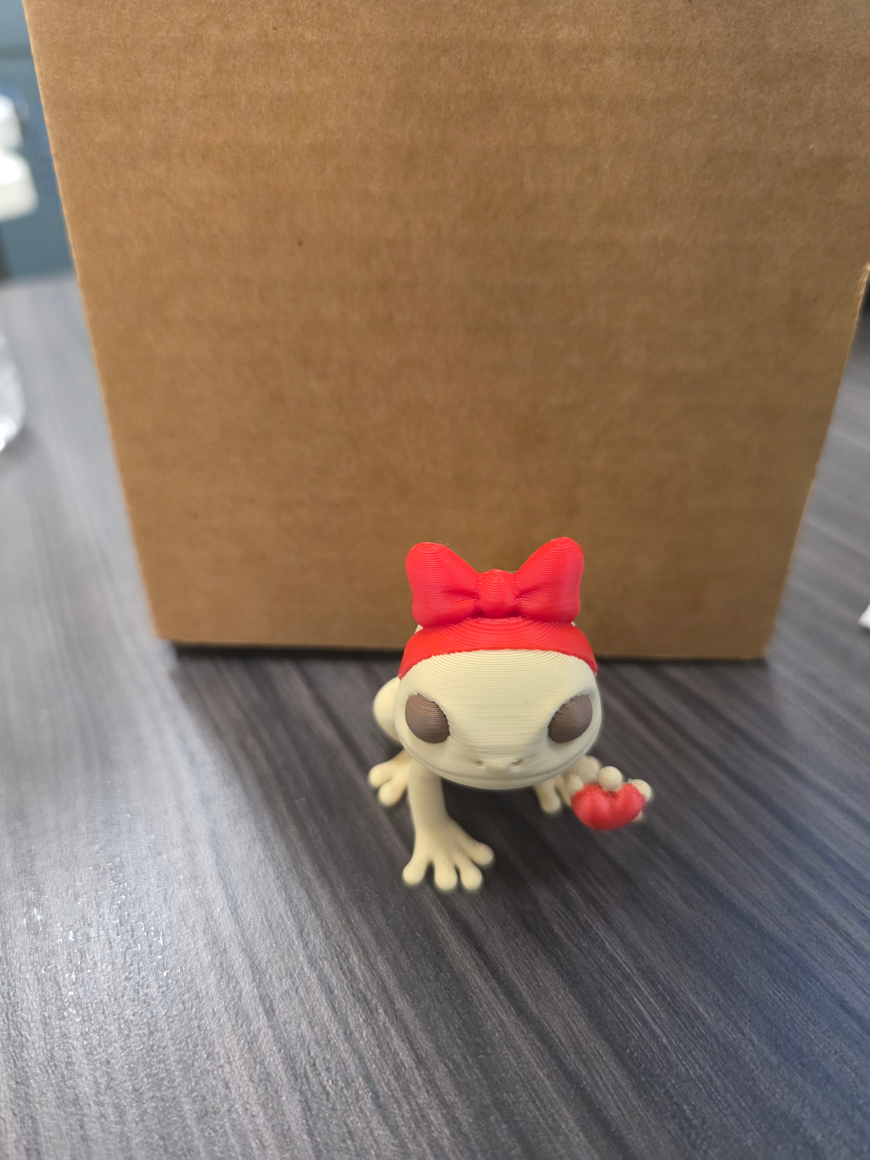 Valentine’s Day Coquí Frog wearing a Red Bow & Holding A Heart 3D Straw Topper or Straw Charm