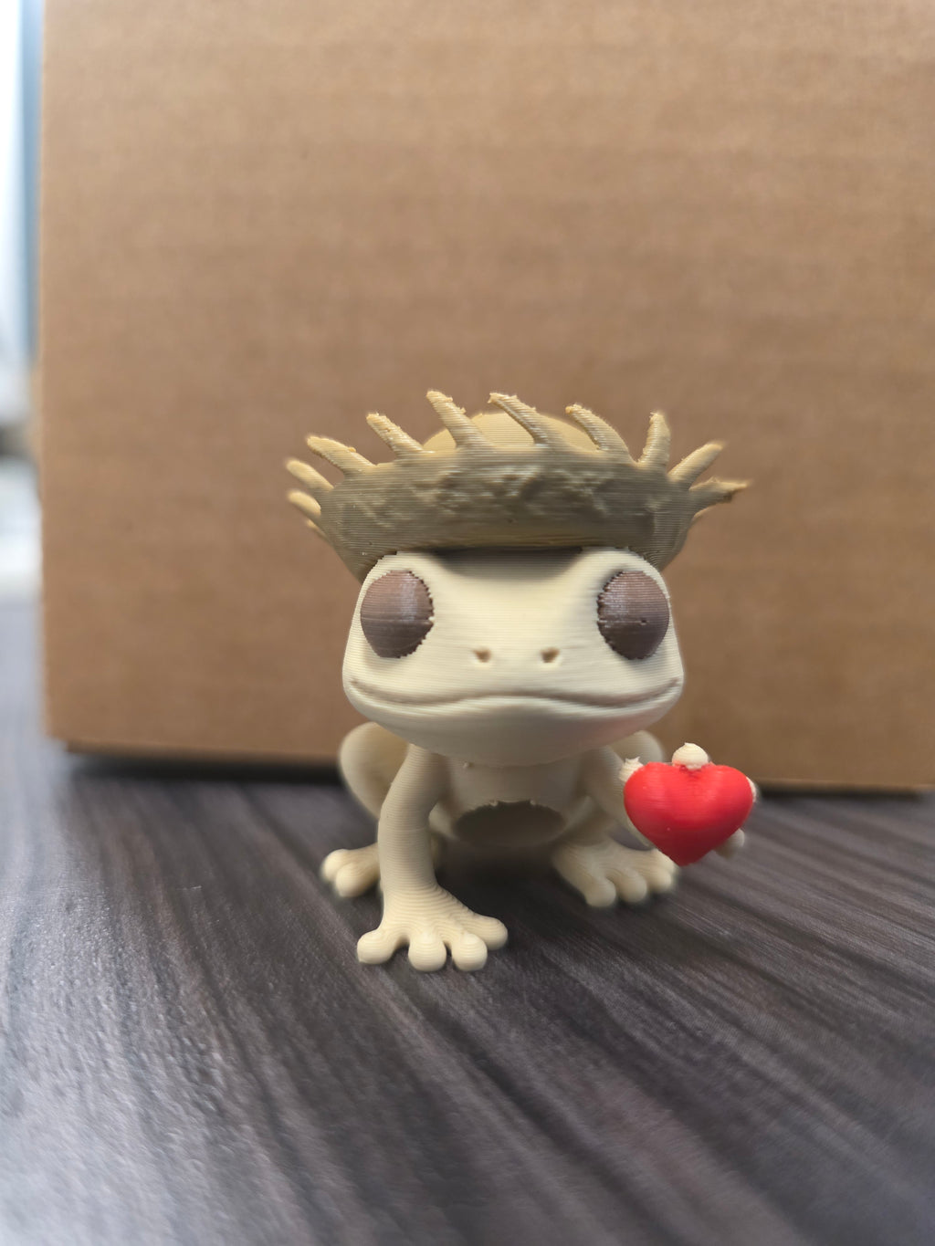 Valentine’s Day Coquí Frog Wearing a Brown Pava & Holding A Heart 3D Straw Topper or Straw Charm
