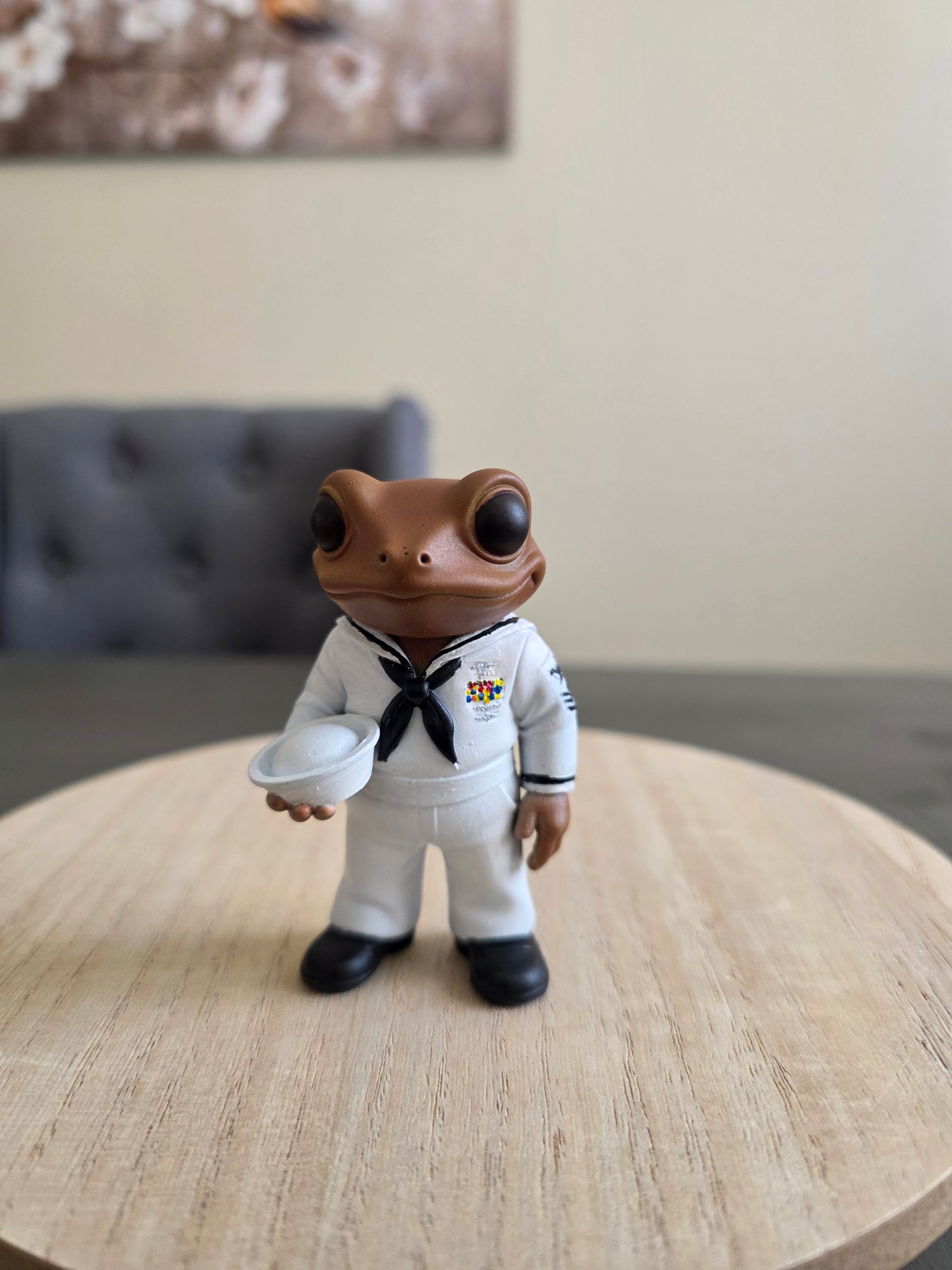 Coquí Frog Del Navy 3" Figurine | Hand-Painted Puerto Rico Resin Collectible | Boricua Sailor Coqui | Cultural Art Gift