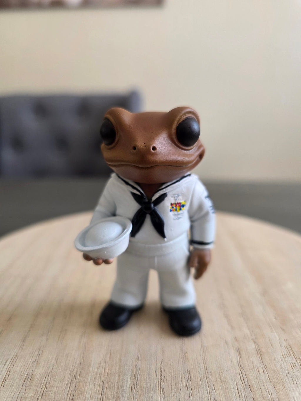 Coquí Frog Del Navy 3" Figurine | Hand-Painted Puerto Rico Resin Collectible | Boricua Sailor Coqui | Cultural Art Gift