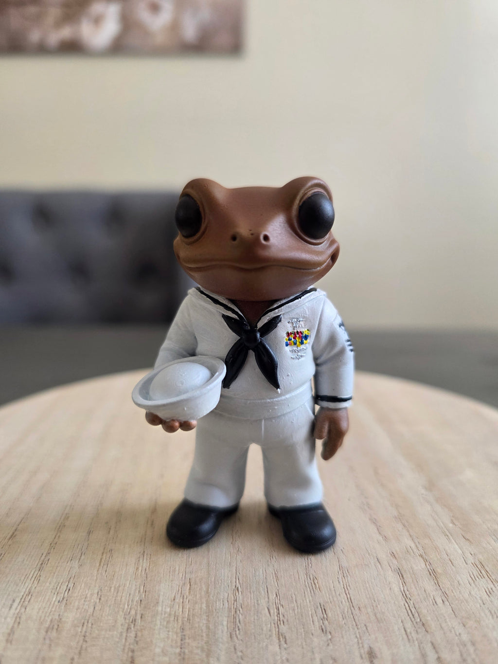 Coquí Frog Del Navy 3" Figurine | Hand-Painted Puerto Rico Resin Collectible | Boricua Sailor Coqui | Cultural Art Gift