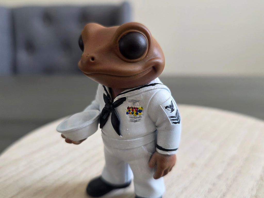 Coquí Frog Del Navy 3" Figurine | Hand-Painted Puerto Rico Resin Collectible | Boricua Sailor Coqui | Cultural Art Gift