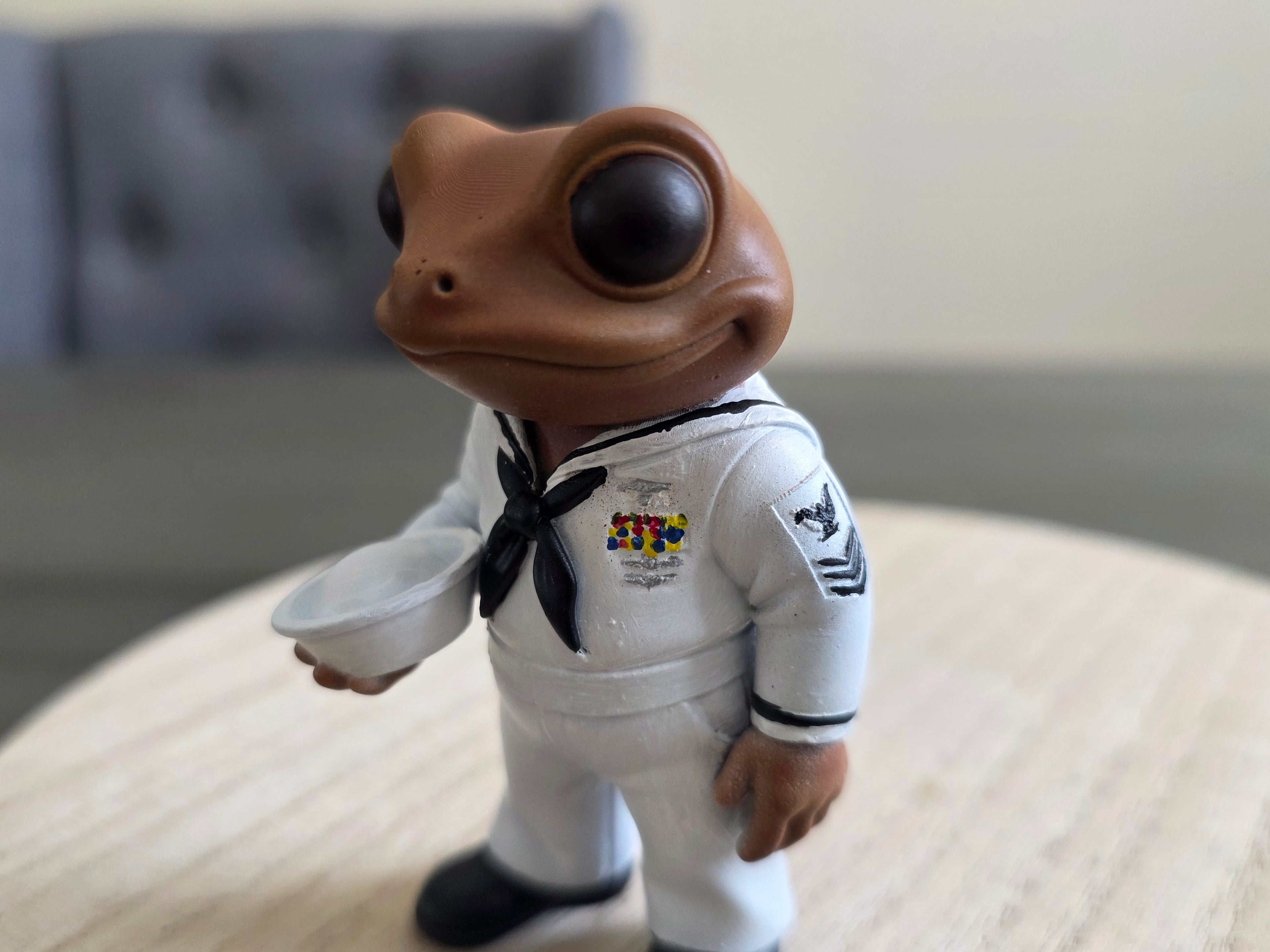 Coquí Frog Del Navy 3" Figurine | Hand-Painted Puerto Rico Resin Collectible | Boricua Sailor Coqui | Cultural Art Gift