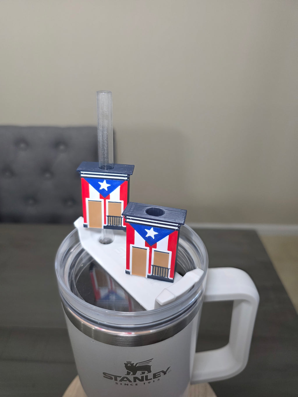 San Juan Puerto Rico House Straw Charm | 3D Printed PLA 10mm Straw Topper | Puerto Rico Flag Cup Accessory