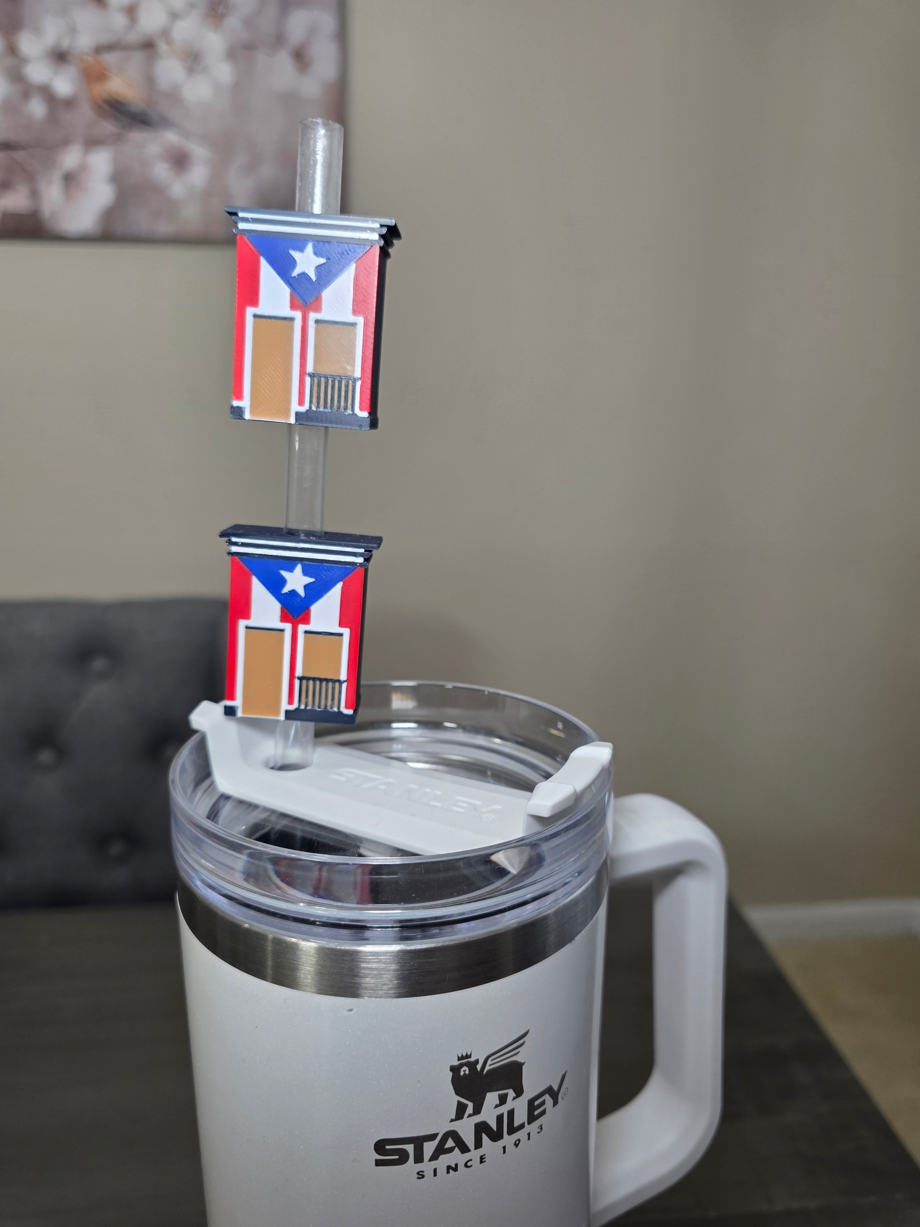 San Juan Puerto Rico House Straw Charm | 3D Printed PLA 10mm Straw Topper | Puerto Rico Flag Cup Accessory