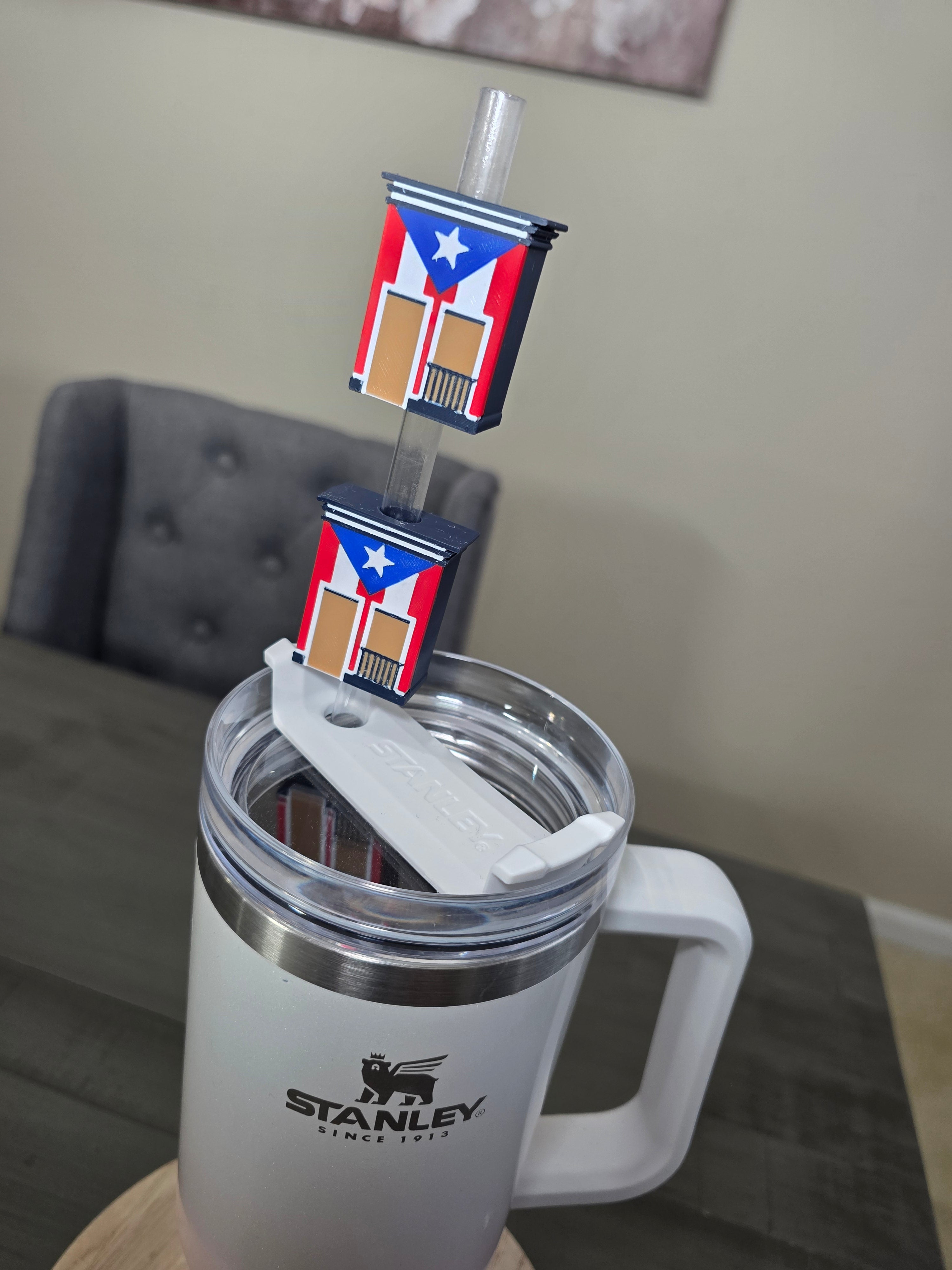 San Juan Puerto Rico House Straw Charm | 3D Printed PLA 10mm Straw Topper | Puerto Rico Flag Cup Accessory