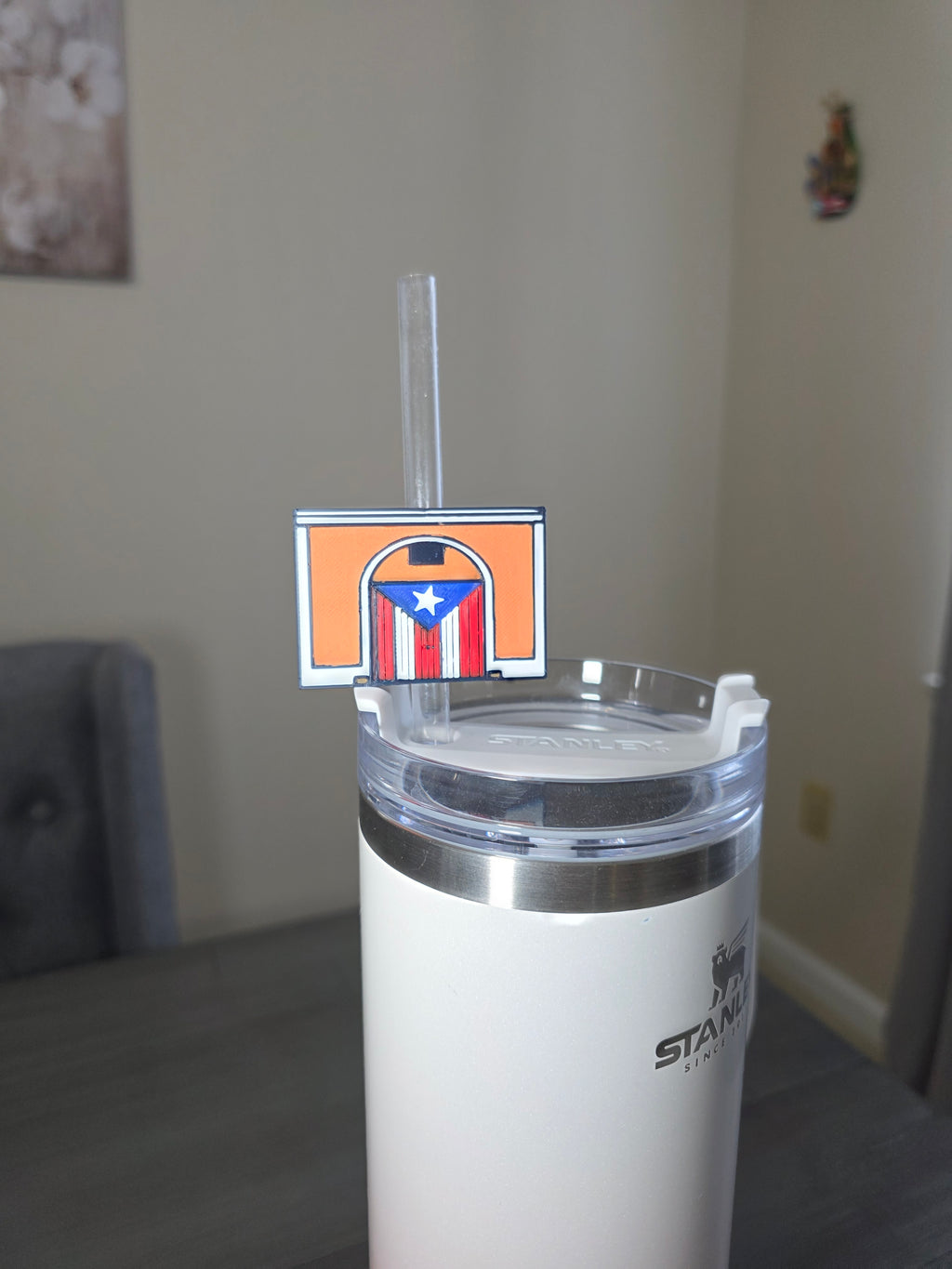 Bandera Callejón House Straw Charm | 3D Printed PLA 10mm Straw Topper | Puerto Rico Flag Cup Accessory