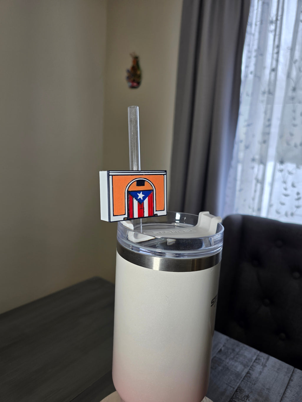 Bandera Callejón House Straw Charm | 3D Printed PLA 10mm Straw Topper | Puerto Rico Flag Cup Accessory