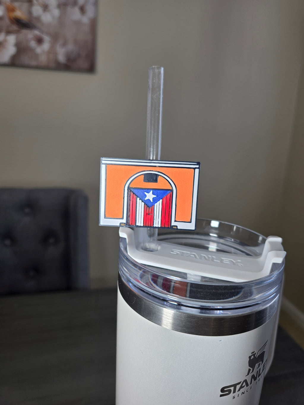 Bandera Callejón House Straw Charm | 3D Printed PLA 10mm Straw Topper | Puerto Rico Flag Cup Accessory