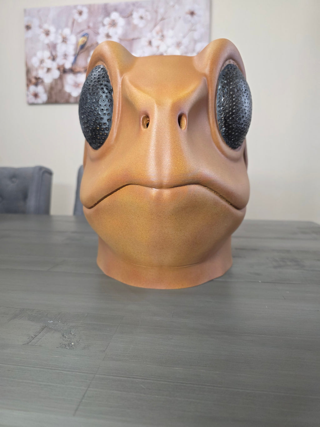 Coquí Frog Full Head Cabezones Mask | Hand Painted 3D Printed Mask | Puerto Rico Inspired Costume Mask | PLA Collectible 12" Tall Display (No Pava)