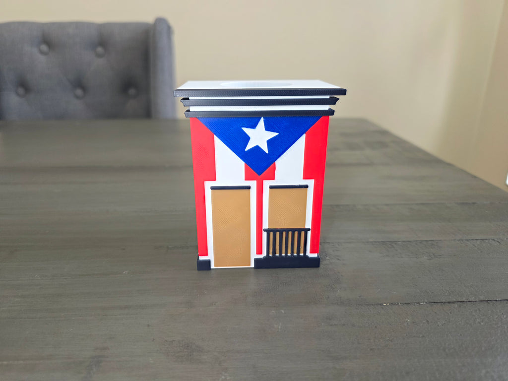Puerto Rico Flag House Pen Holder | San Juan Inspired Desk Organizer | 3D Printed PLA Office Decor | Boricua Desk Accessory