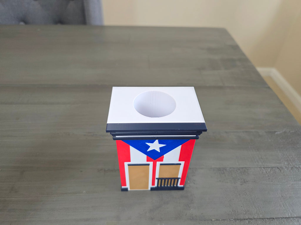 Puerto Rico Flag House Pen Holder | San Juan Inspired Desk Organizer | 3D Printed PLA Office Decor | Boricua Desk Accessory