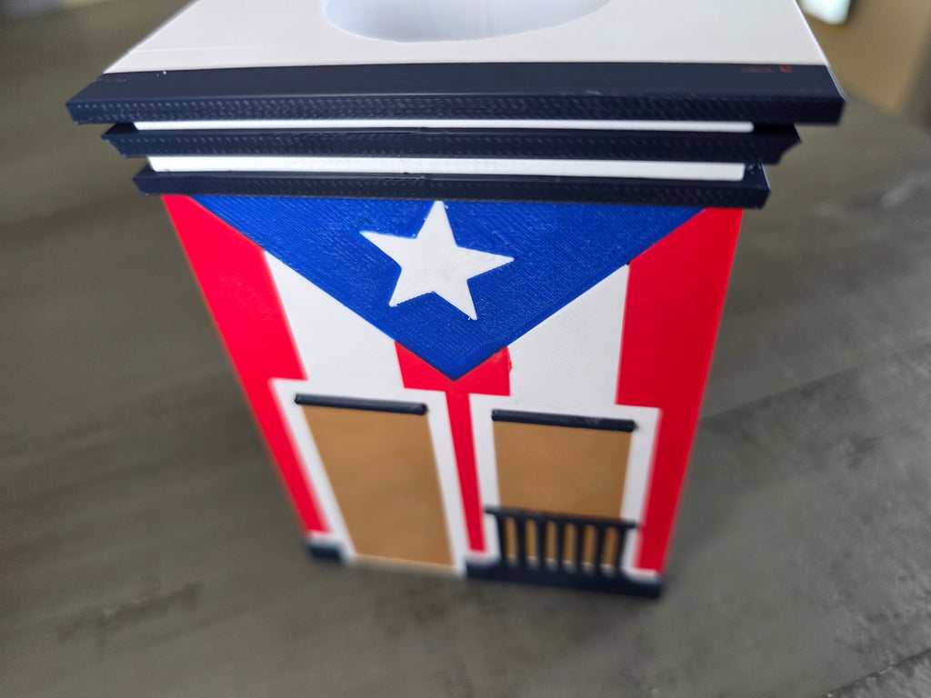 Puerto Rico Flag House Pen Holder | San Juan Inspired Desk Organizer | 3D Printed PLA Office Decor | Boricua Desk Accessory